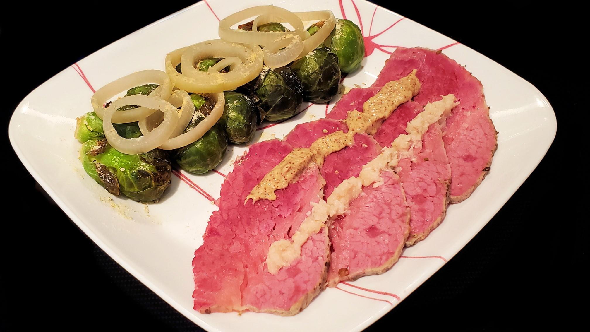 Crock Pot Corned Beef Brisket with Brussel Sprouts and Onions 255