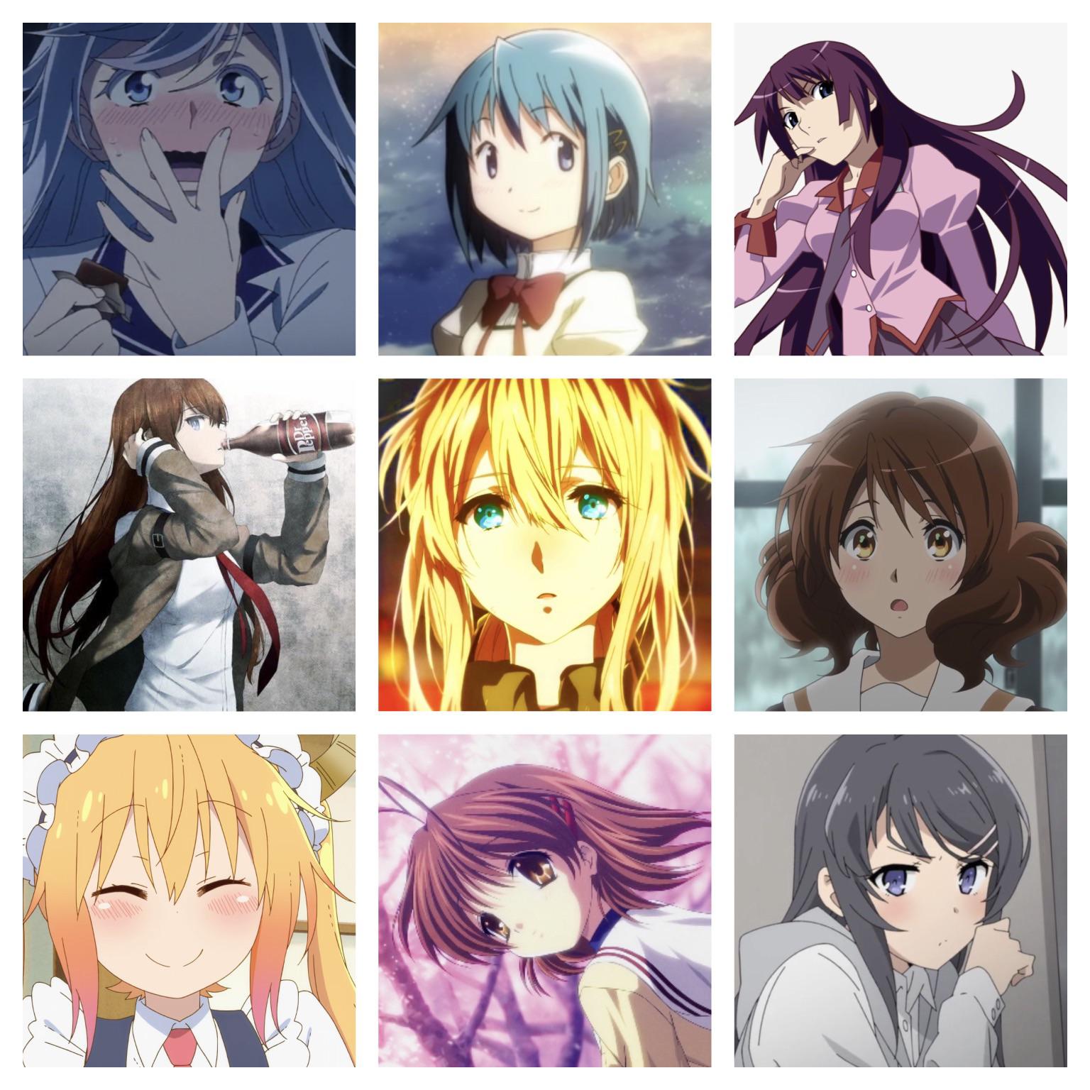 Here’s a 3x3 of my favorite female characters in anime! r/MyAnimeList