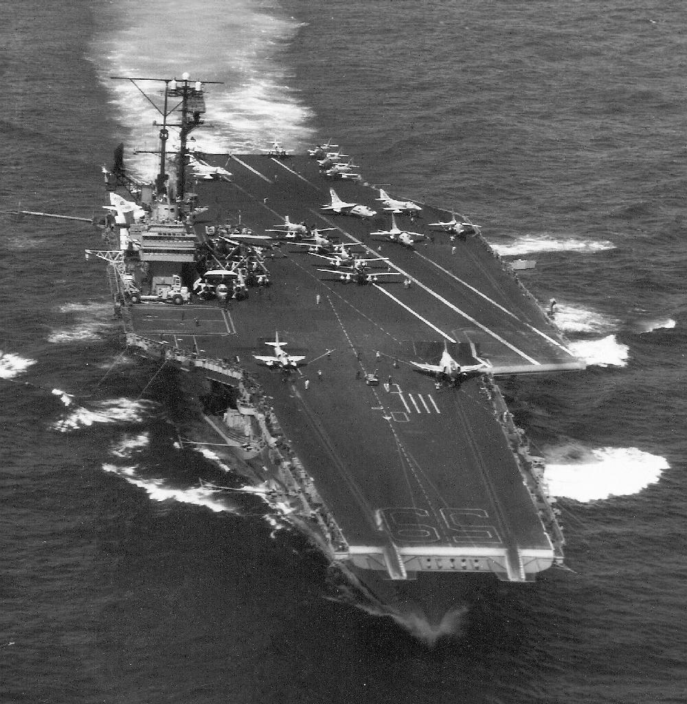 USS Forrestal (CVA59) underway in 1964. NavSource photo. 50th