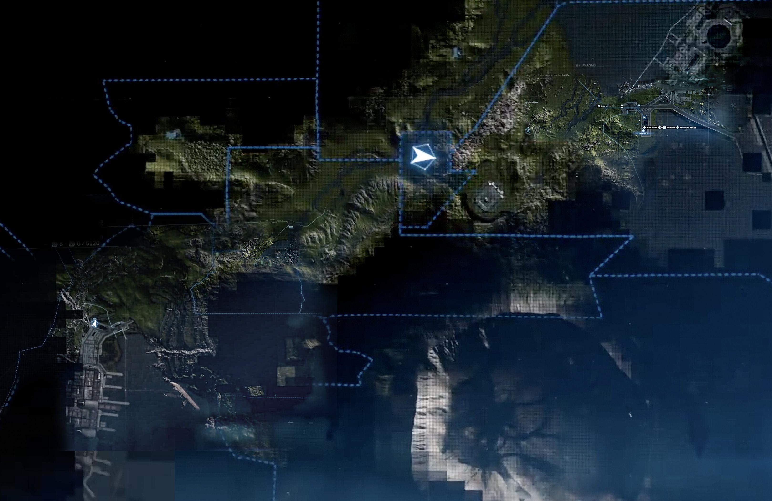 The map from Capital Knot City to Port Knot City r/DeathStranding