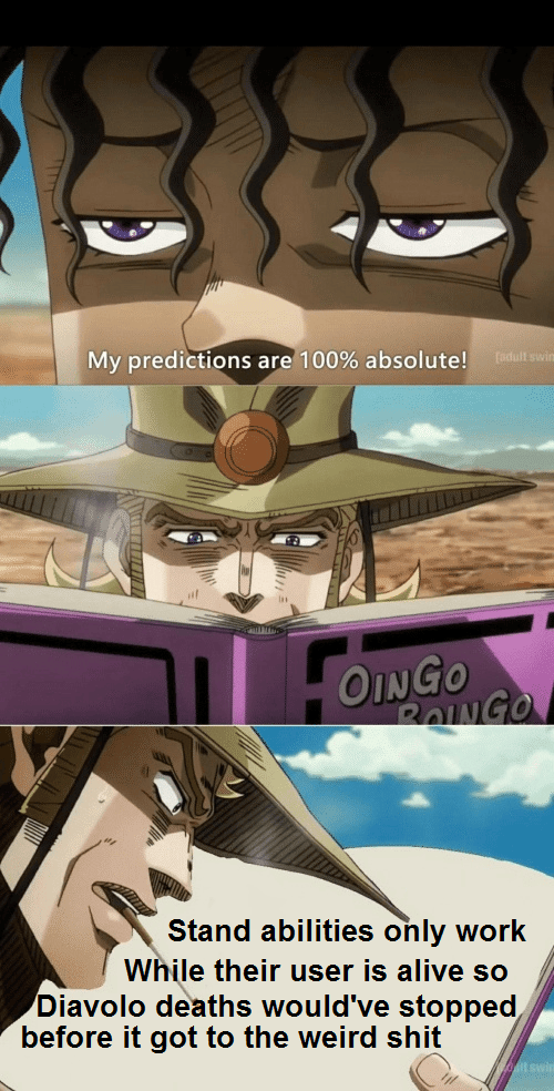 "It's canon as long as Diavolo dies at the end" Shut up