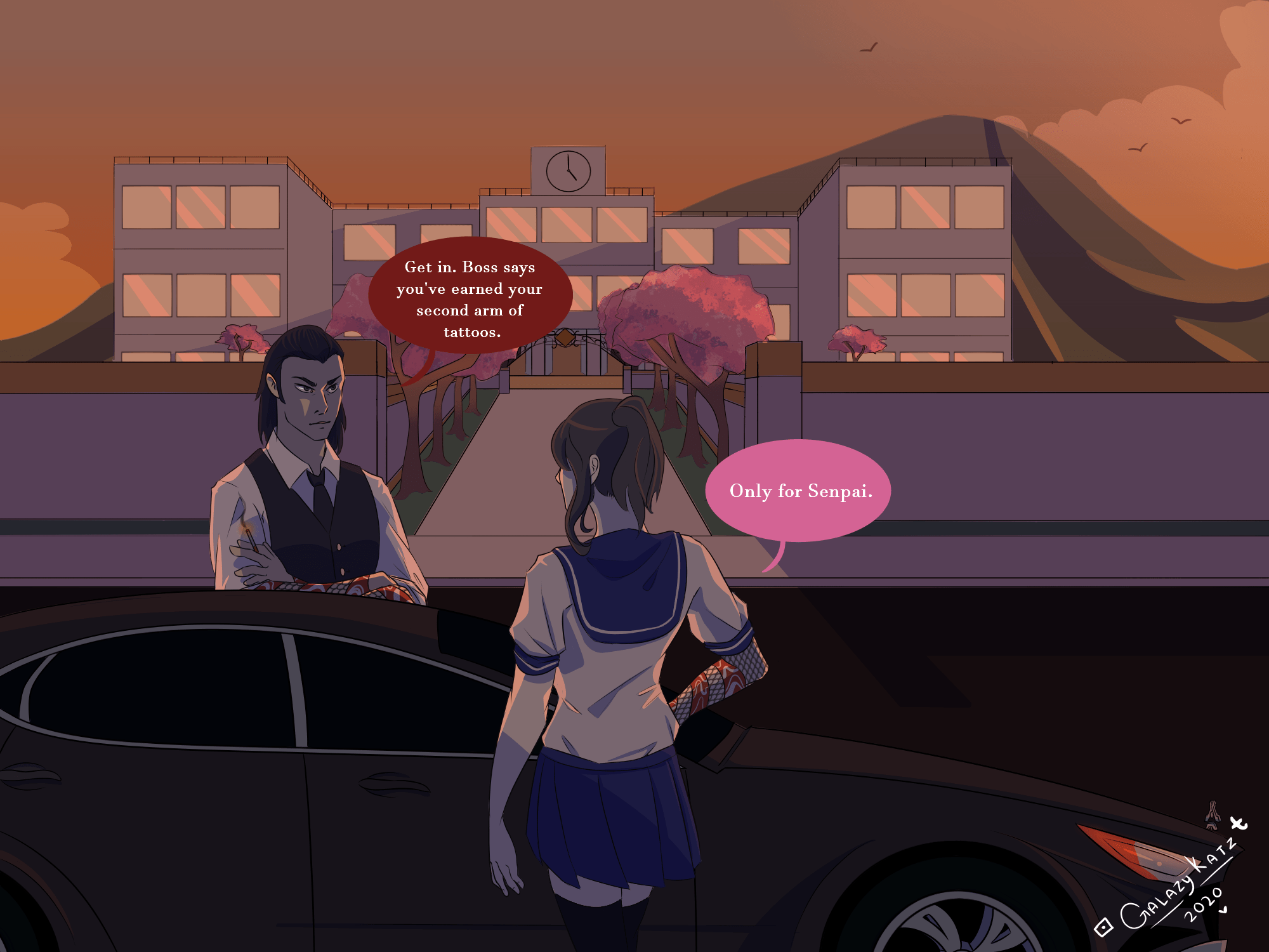 "Only for Senpai..." (Artwork based on the possible Yakuza storyline