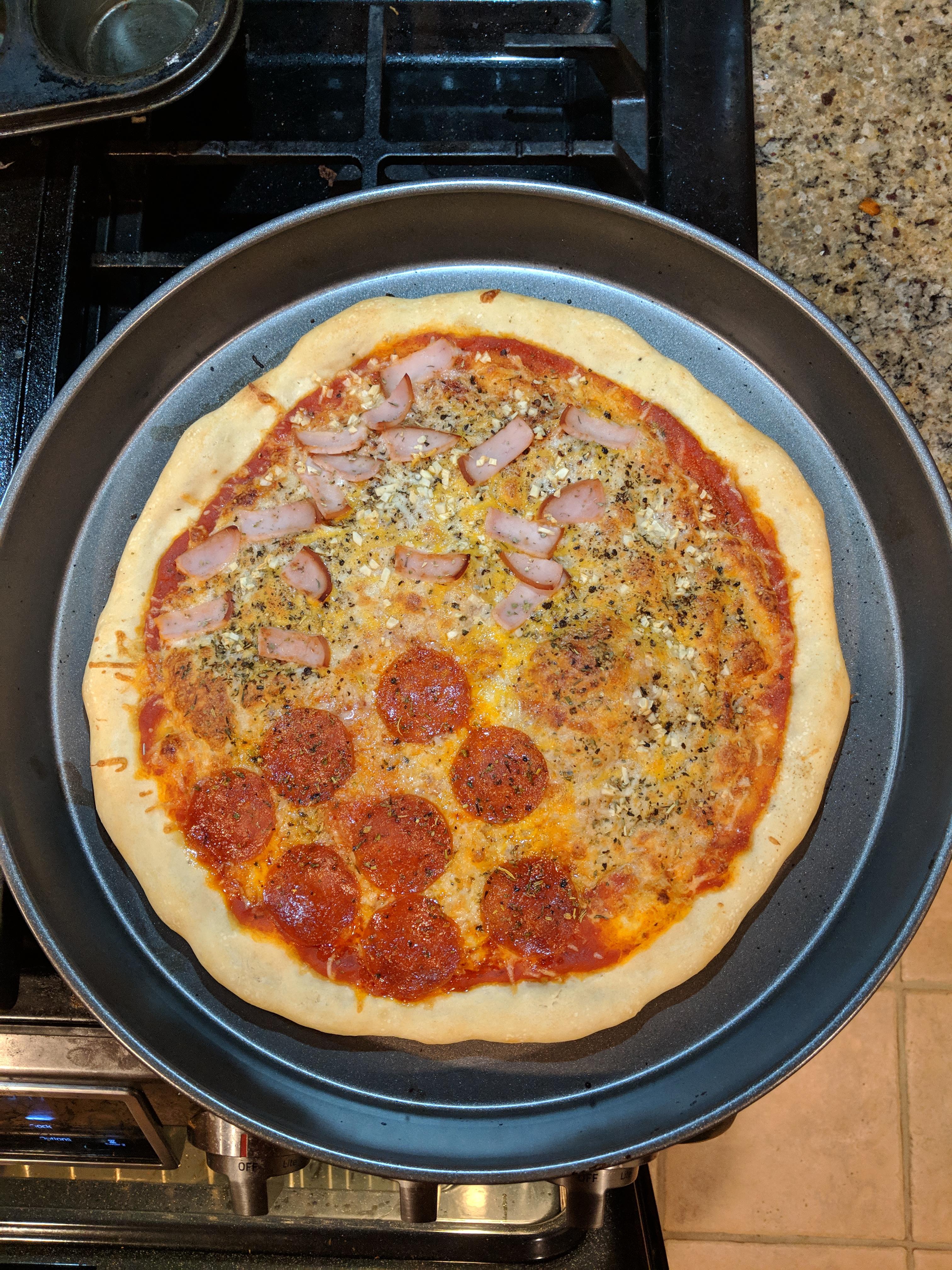 Getting better at making round pizzas. r/Pizza