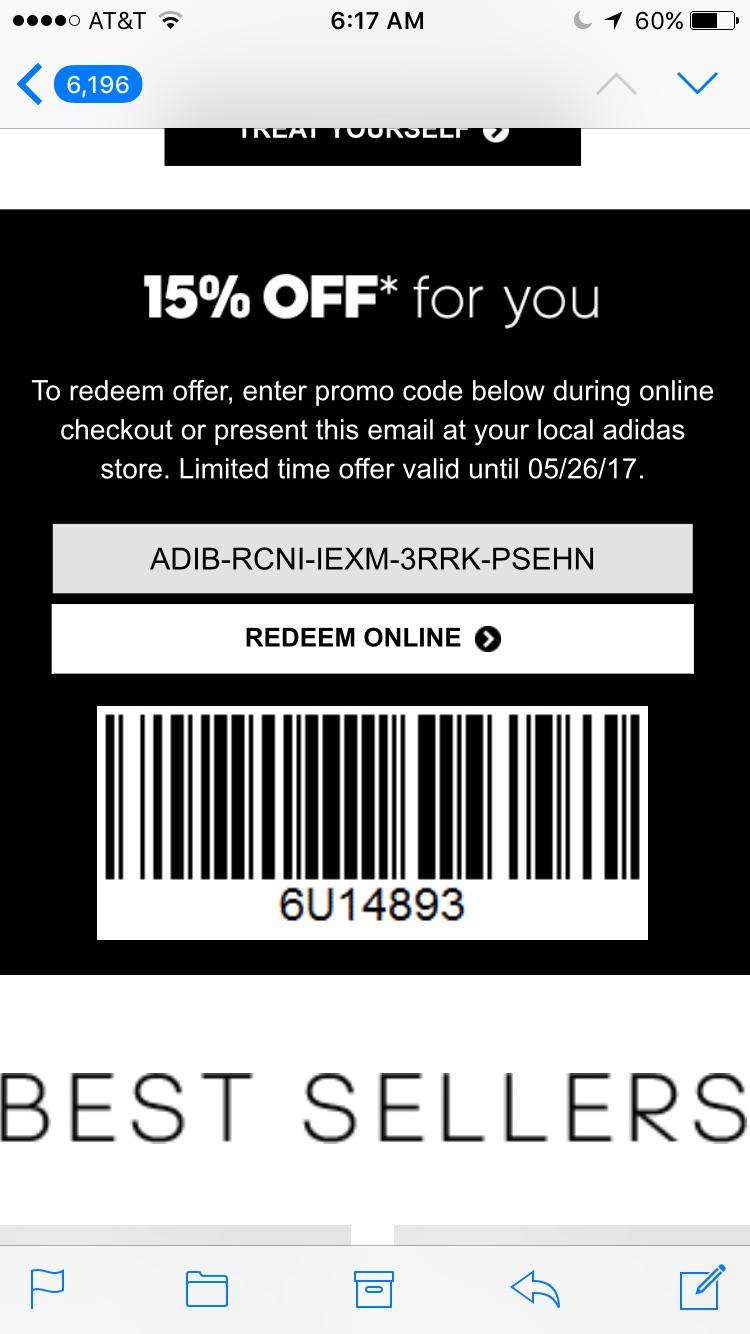 15 Off Adidas Coupon. Don't want it but I hope one of you can benefit