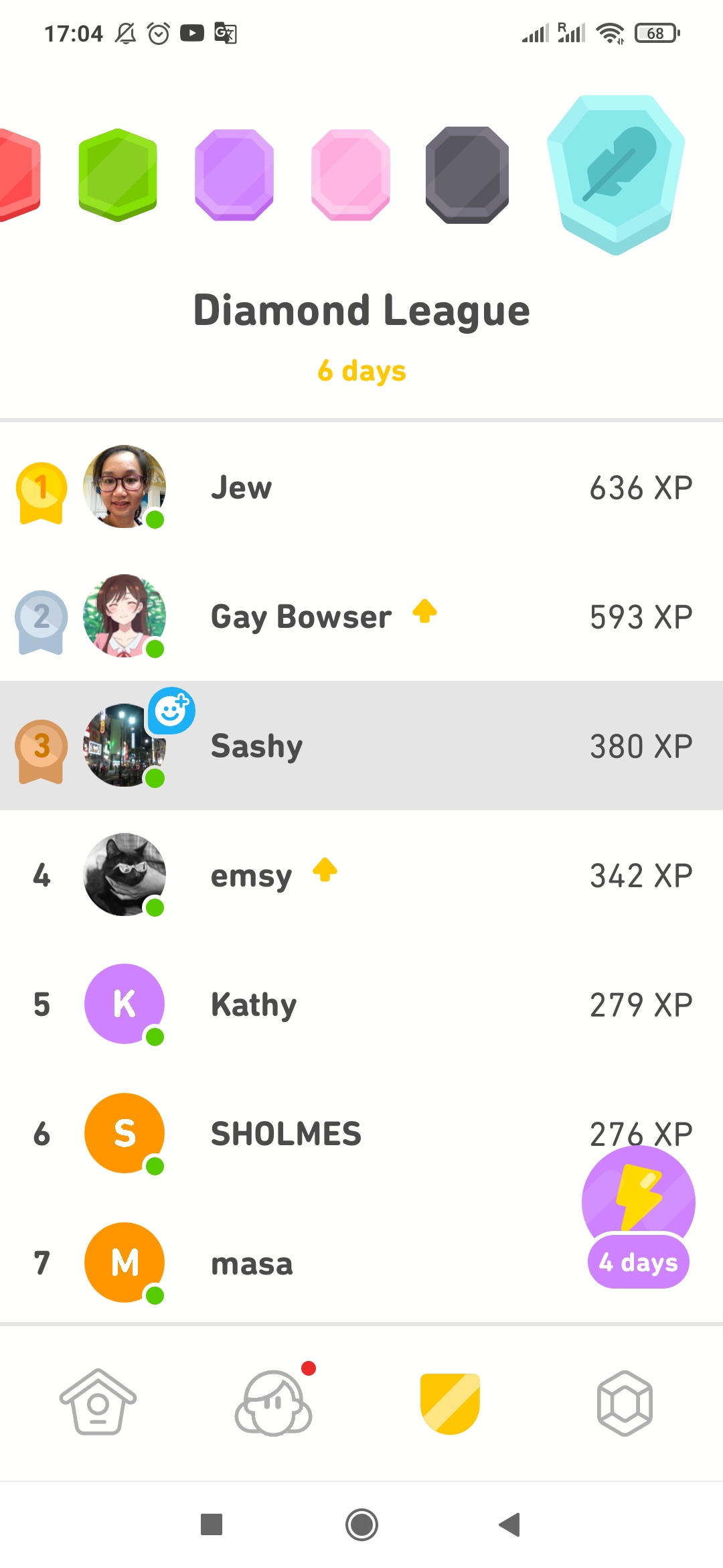 My new leaderboard is...interesting. r/duolingo