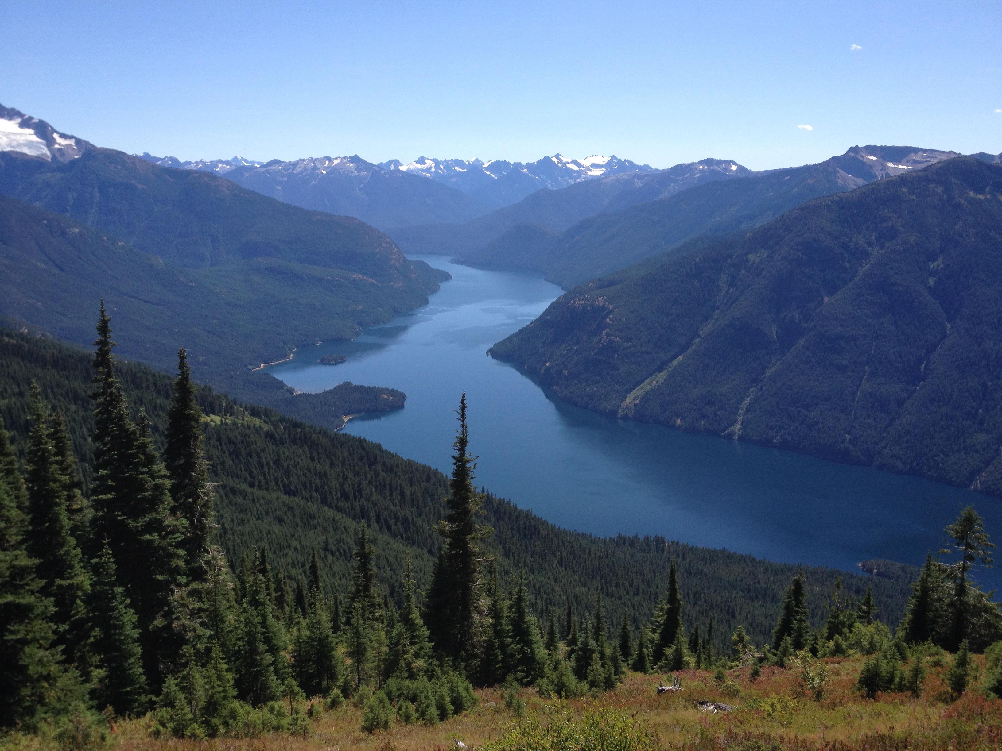 Looking back at Ross Lake as I went up to Desolation Peak, WA in 2015
