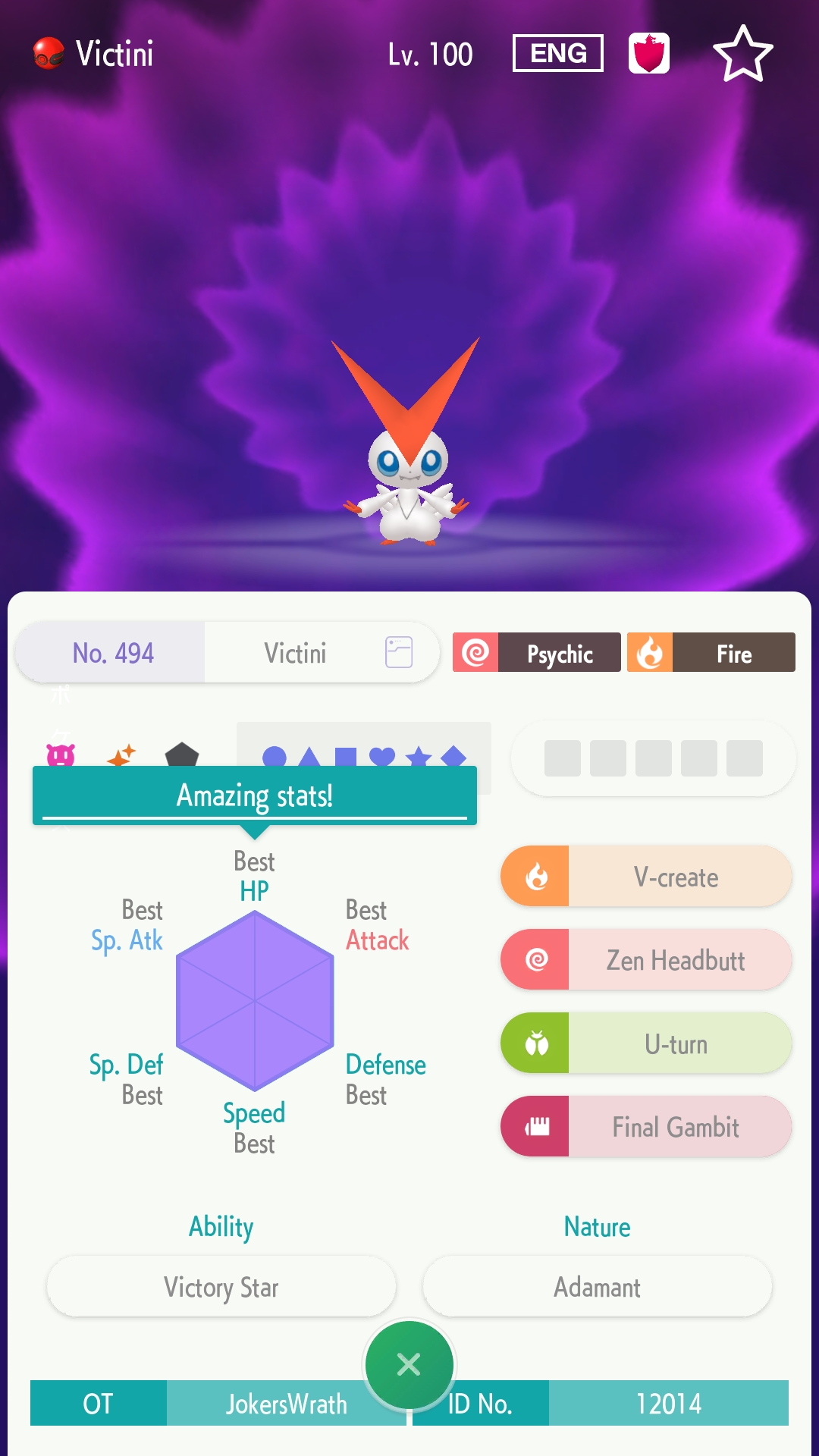 Ft Victini (shiny locked so definitely genned) LF SUM2013 Giratina or