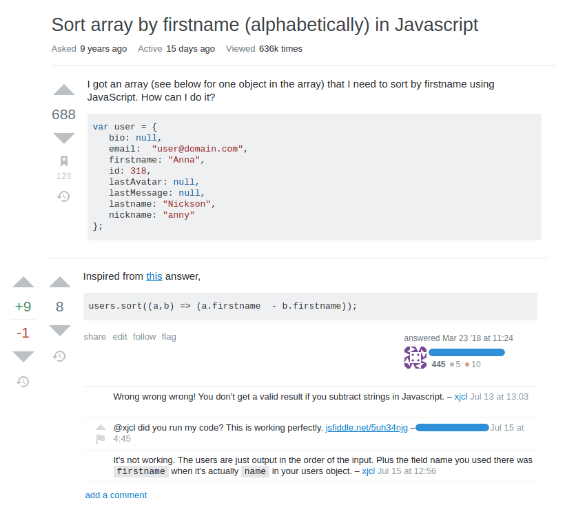 "Sorting" an array in JavaScript by subtracting text strings badcode