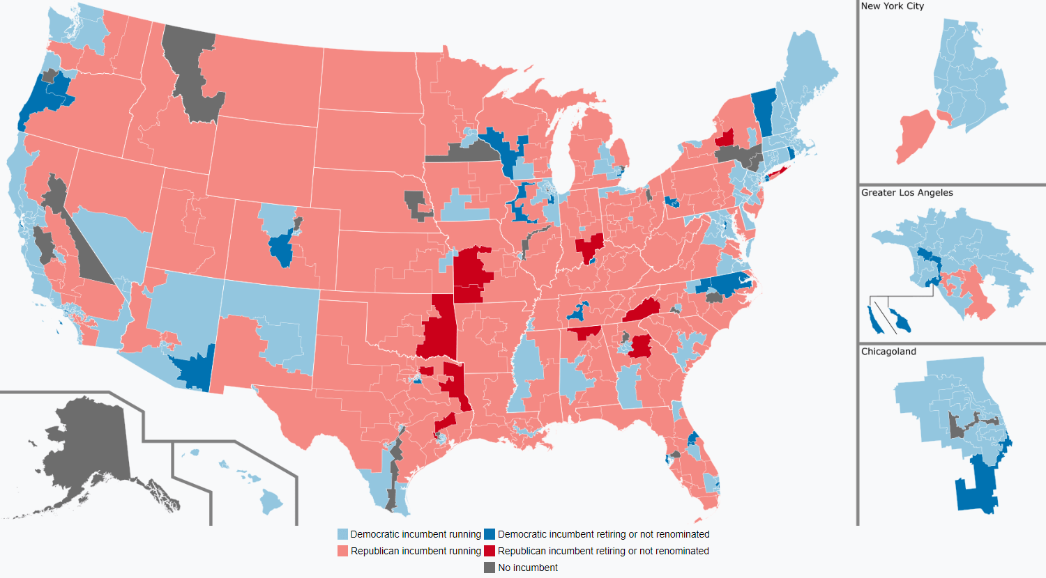 [OC] State of the 2022 US House elections after redistricting MapPorn
