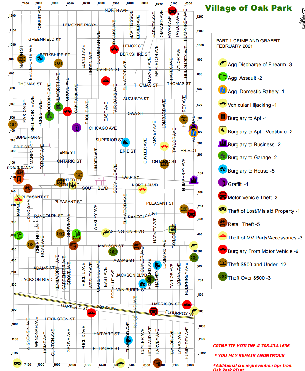 Crime map February r/oak_park