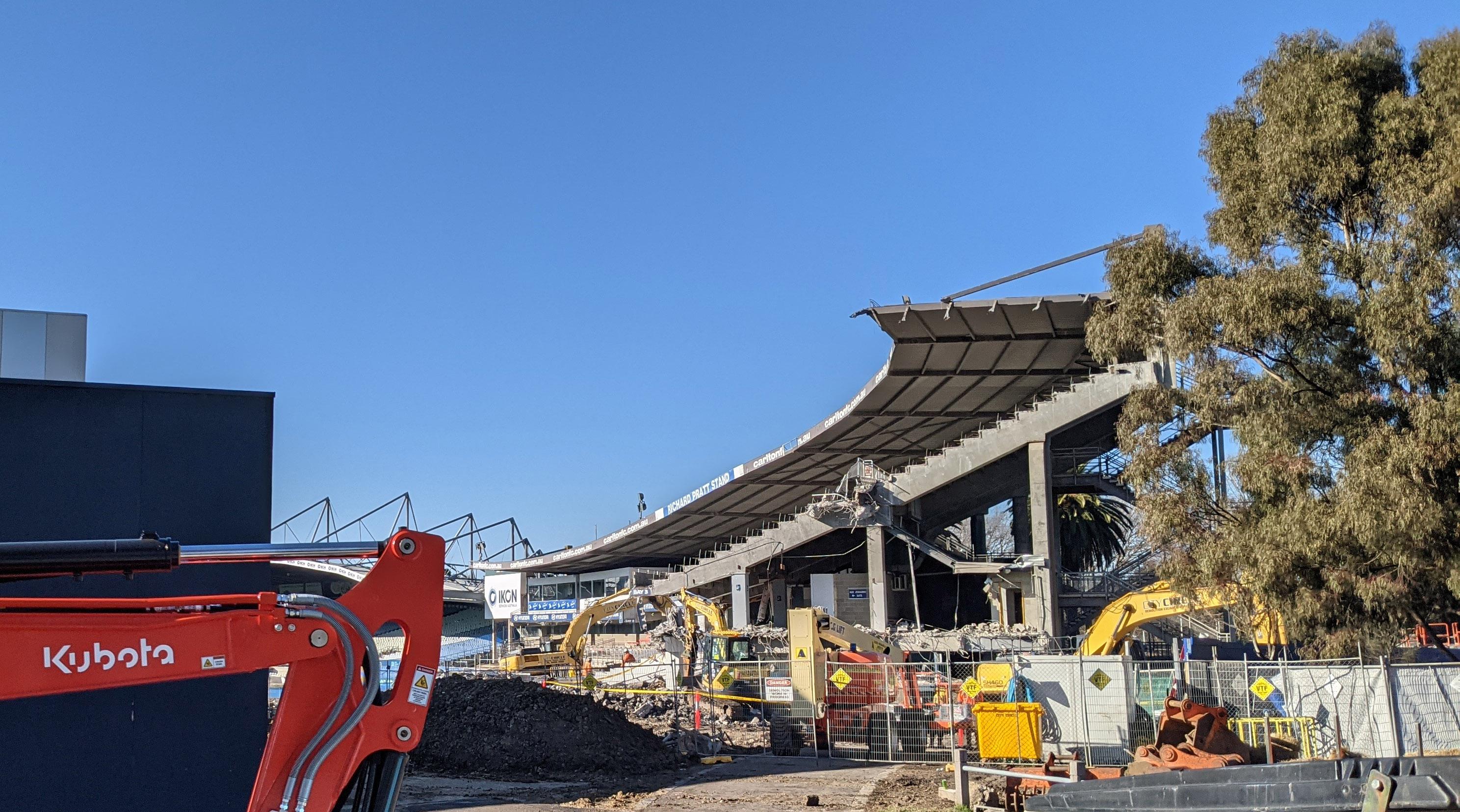 End of an era. The Richard Pratt (formerly Hawthorn) Stand is torn down
