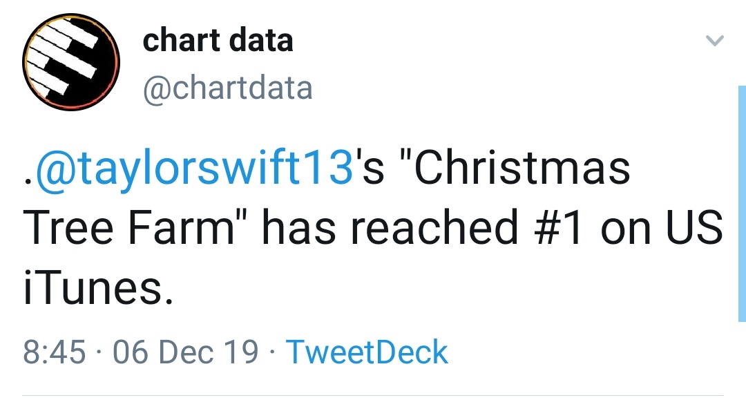 "Christmas Tree Farm" is number 1 on ITunes! So fast! r/TaylorSwift