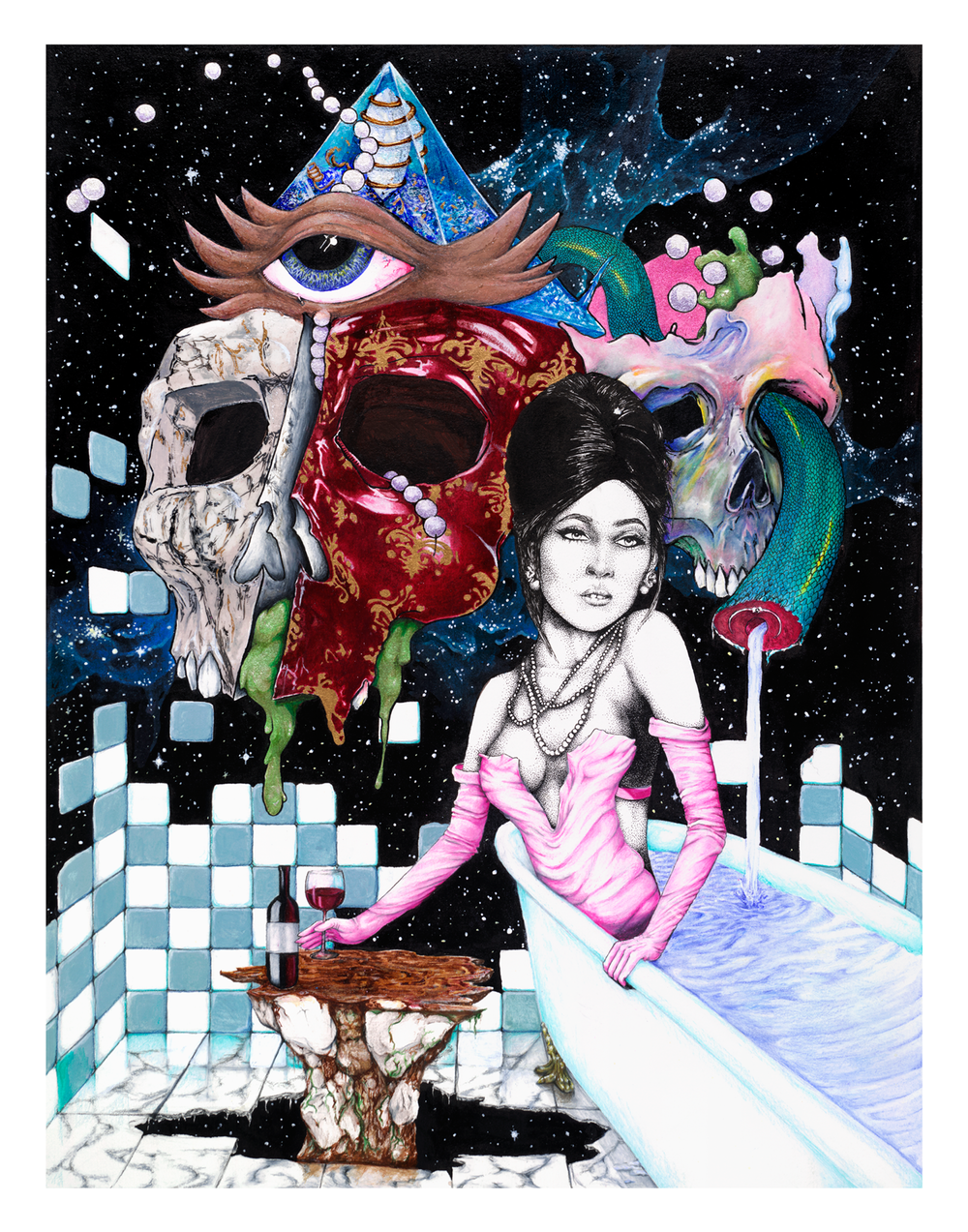 Yggdrasil, Mixed Media on art board, 16"x20" r/Art