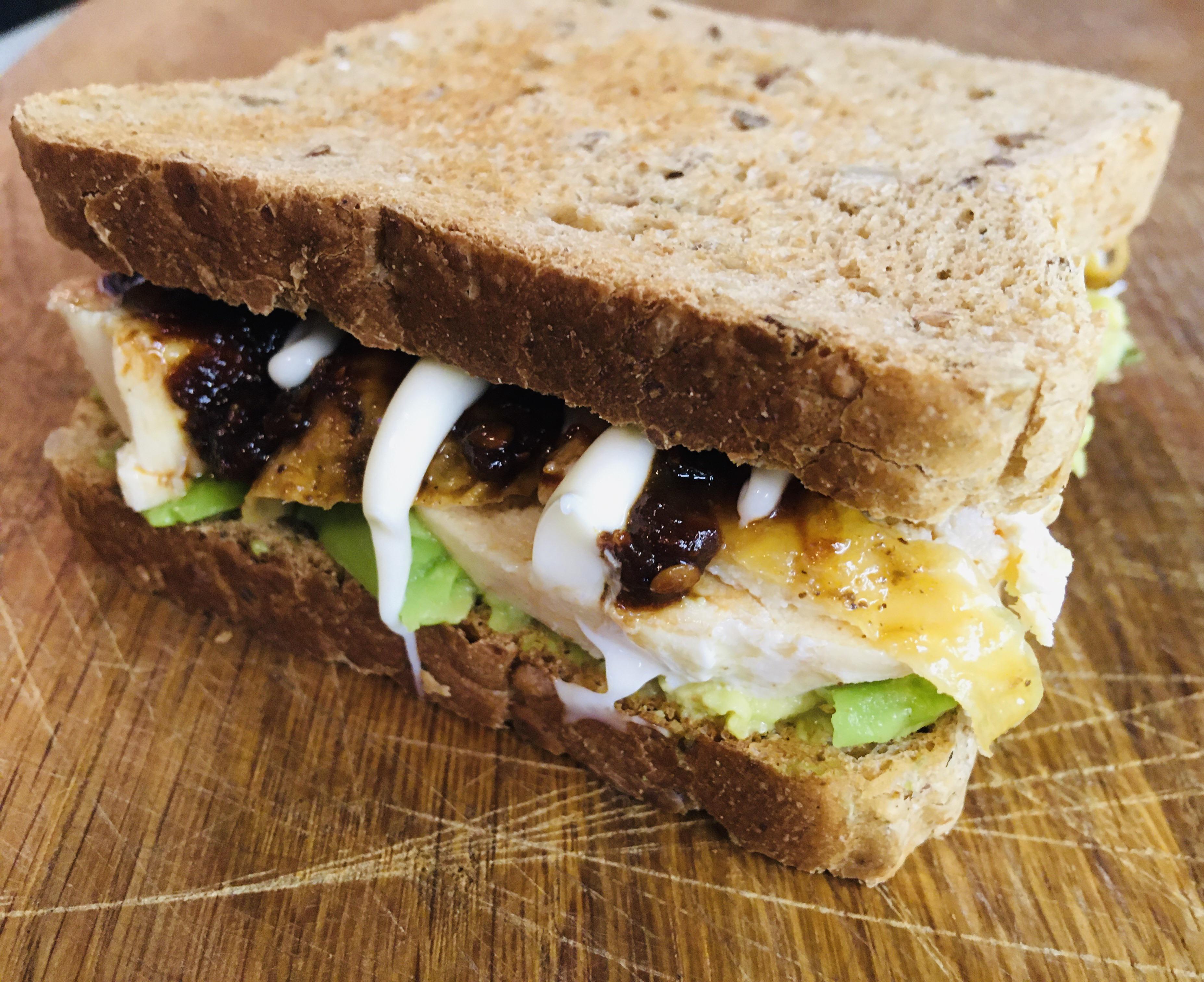 Leftover chicken, avocado, gravy, mayo, chipotle and smoked chili salt