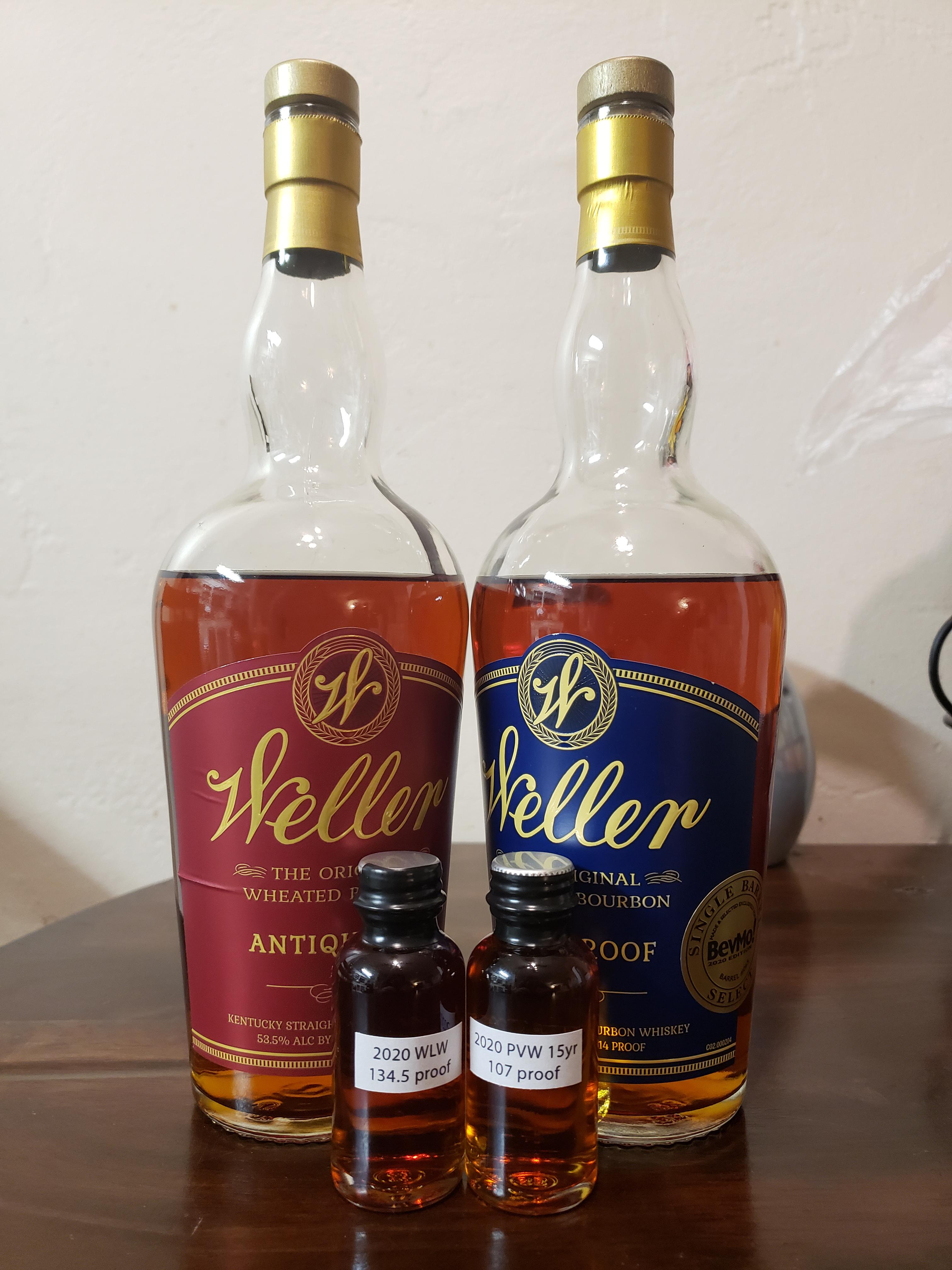 Comparison 2020 Pappy Van Winkle 15 Year vs. William Larue Weller vs