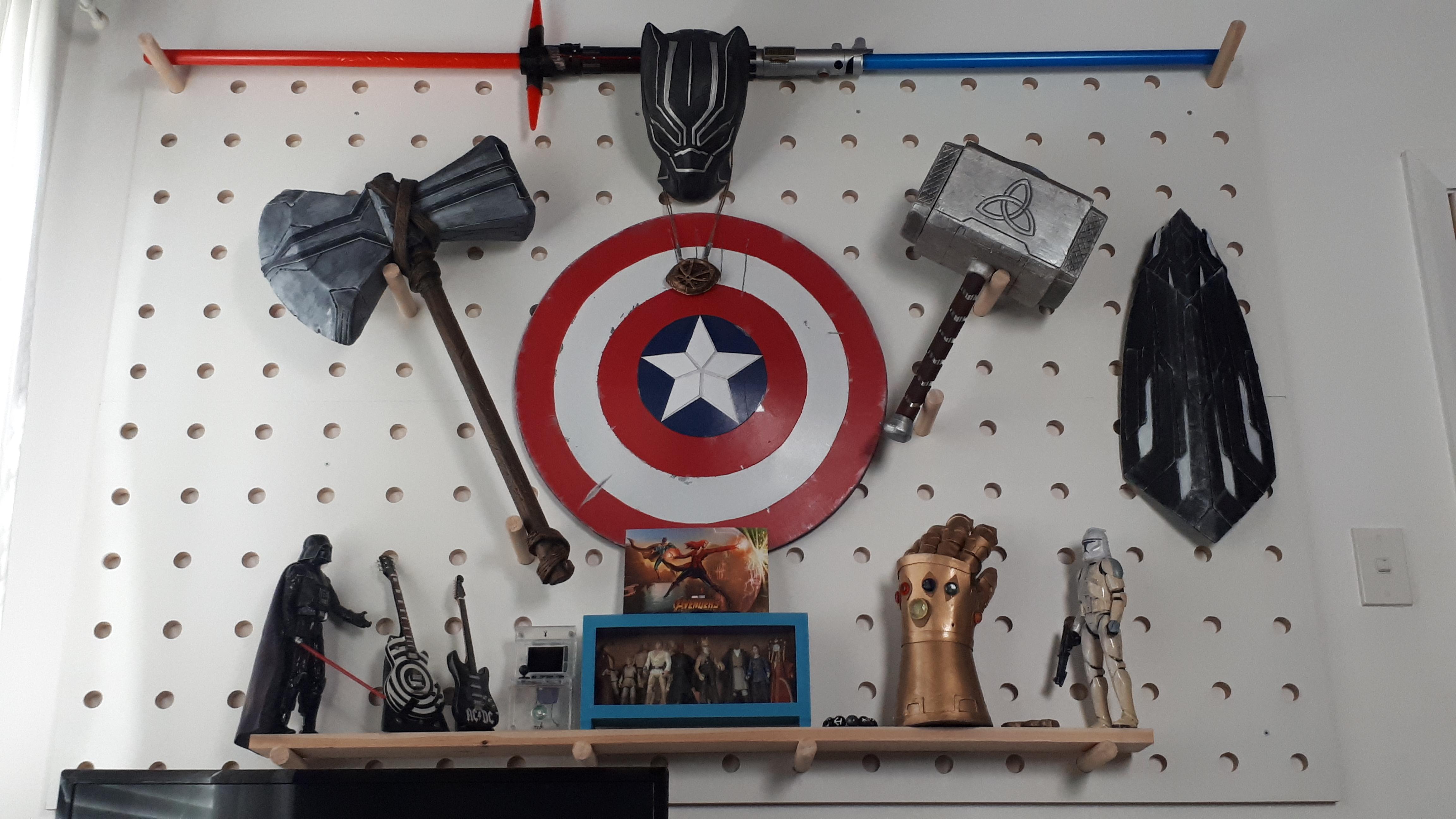 Custom prop display board feat. DIY Marvel props. r/marvelstudios