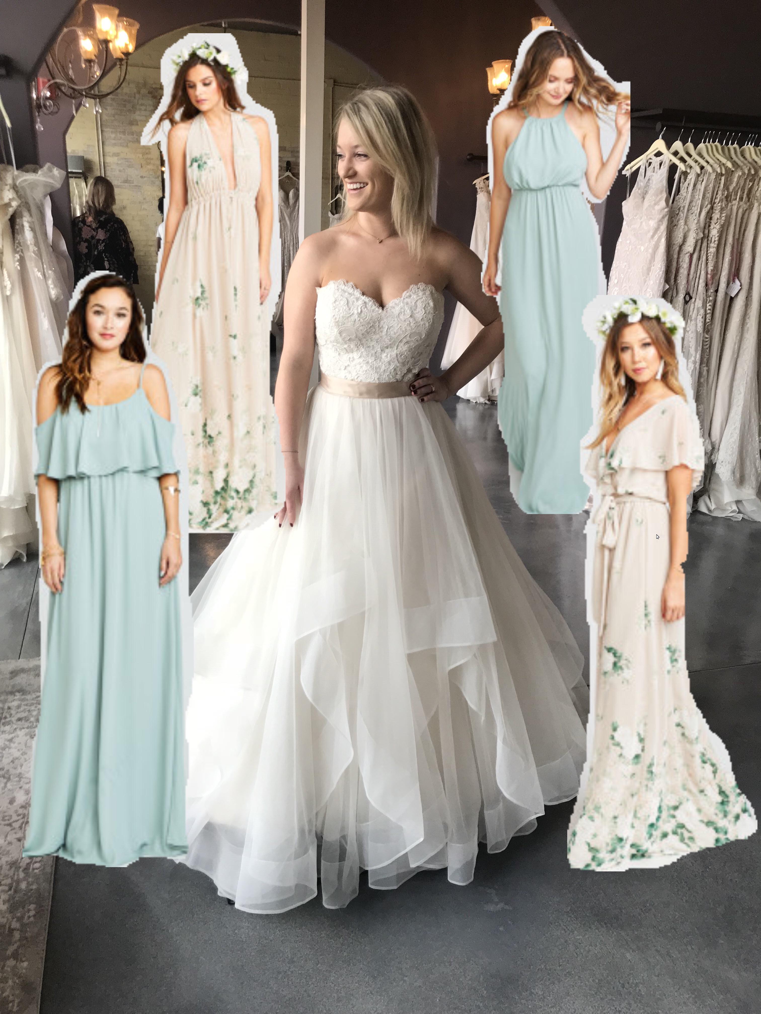 Would love y’alls thoughts on this wedding dress/bridesmaid dress combo