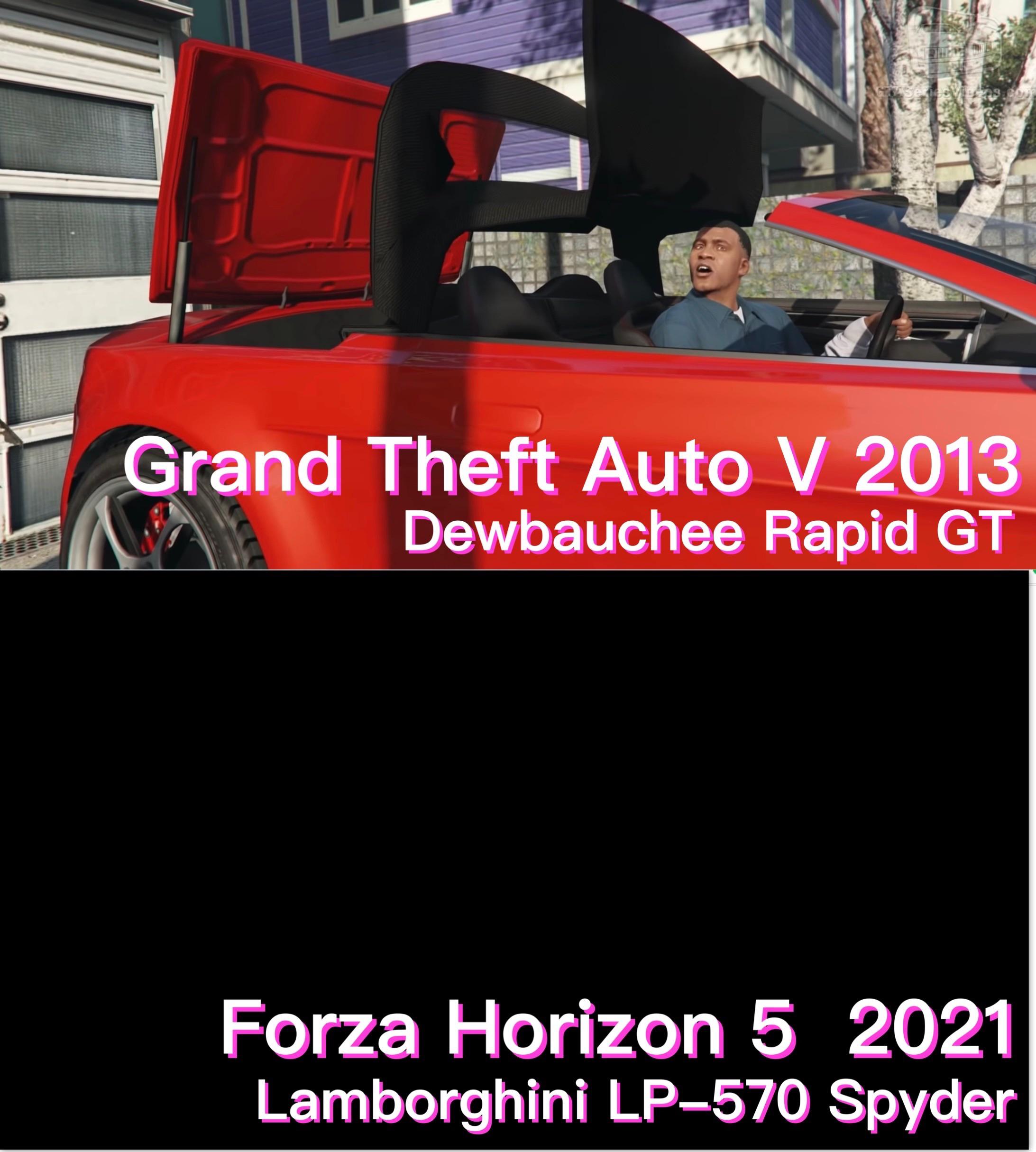 Soft top convertible cars roof animation comparison GTA V vs FH5 r