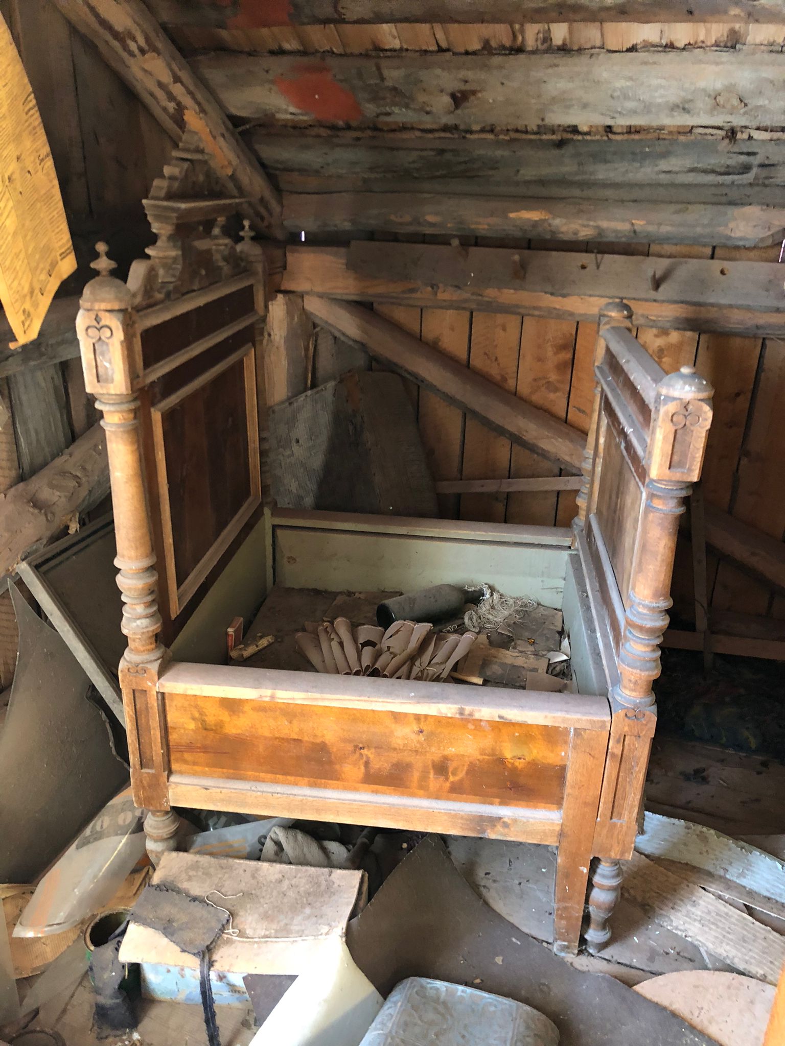 This old child's bed I found in my grandfather's childhood home. He was