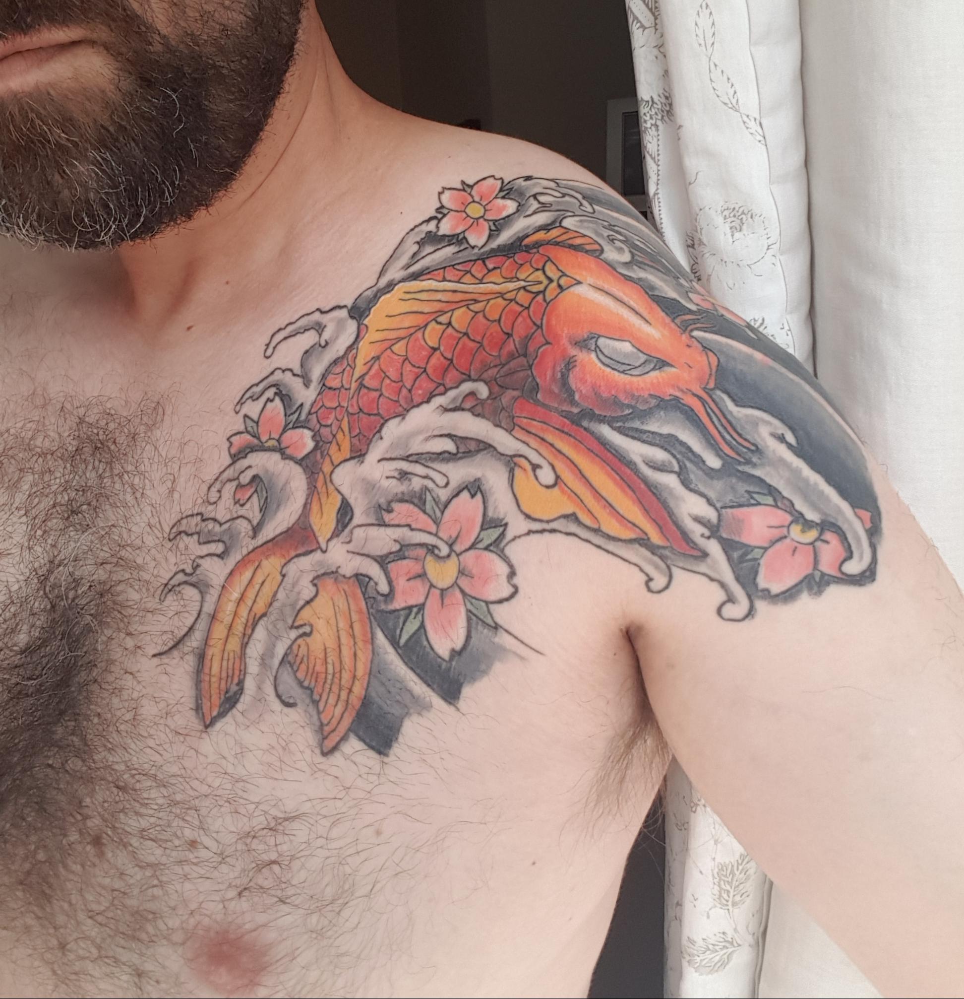 Koi by Luke Daniels at Ursa Major Tattoo in Oxford, UK r/tattoos
