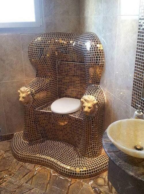 Gold tiled toilet throne!! r/toiletthrones