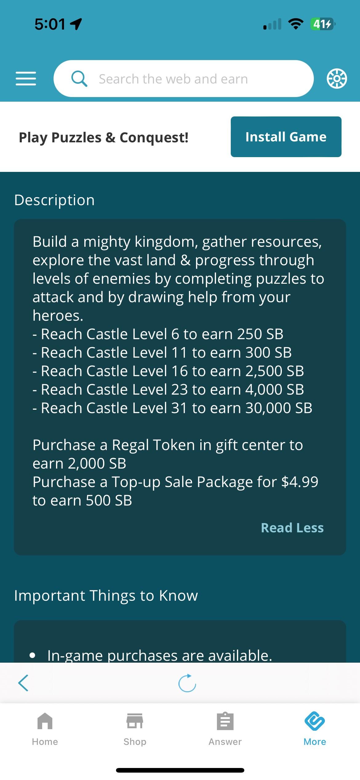 Started puzzles and conquest, reached level 6, no pending, now i can’t