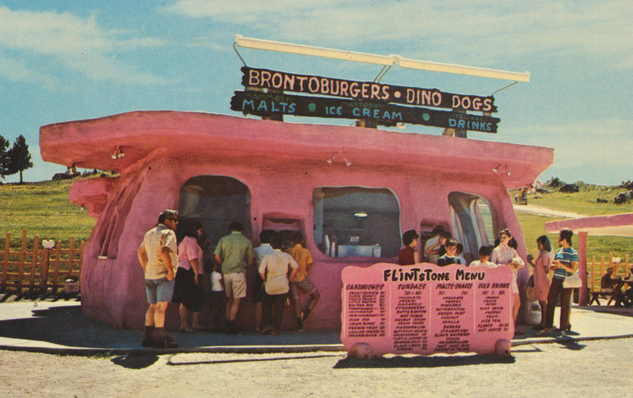 Bronto Burgers • Dino Dogs 1960's Flintstones roadside attraction r