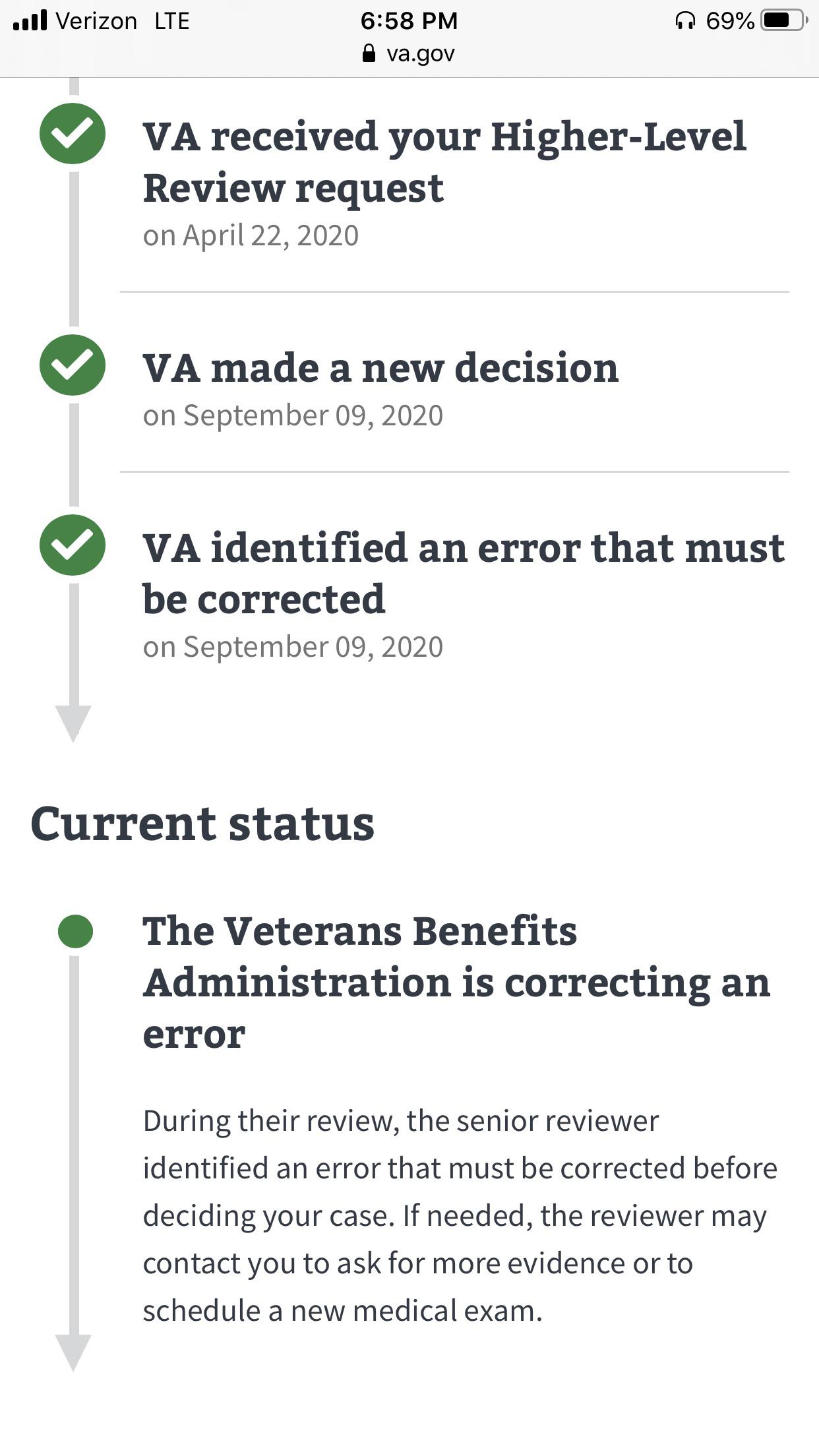 HLR Phone conference was conducted, I got the following on VA.gov