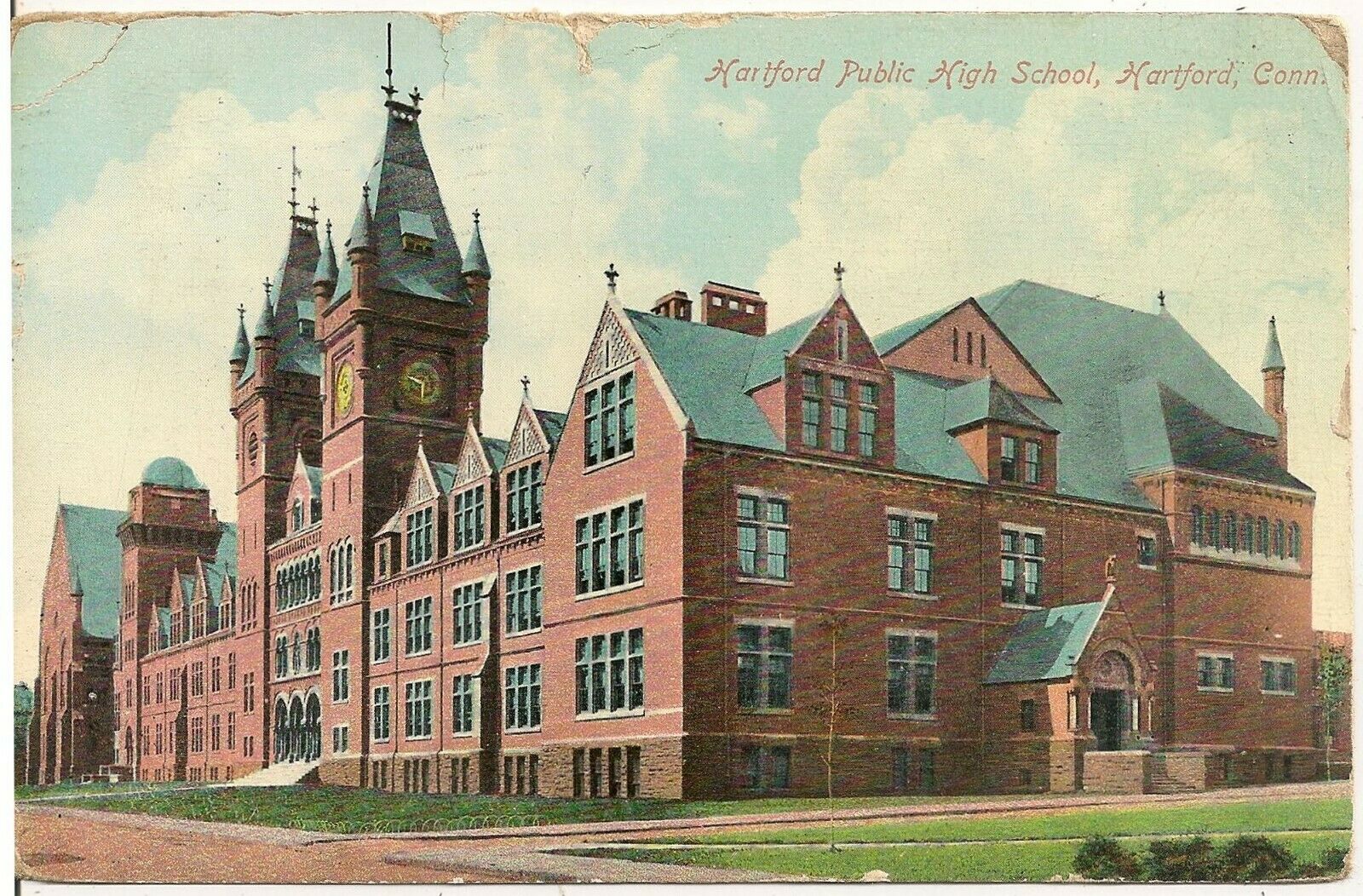 Hartford Public High School, 1910's postcard. (Wow.) r/Connecticut