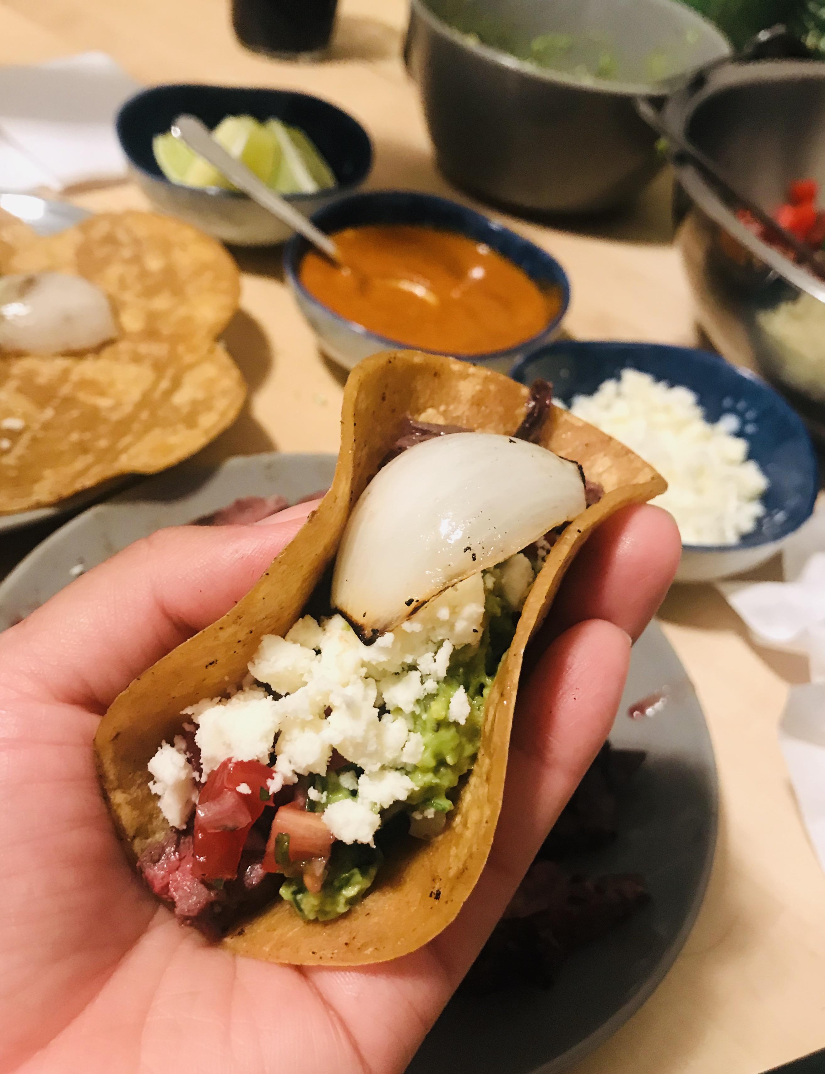 Skirt Steak Taco Saturday with all the fixings (limes, papalote