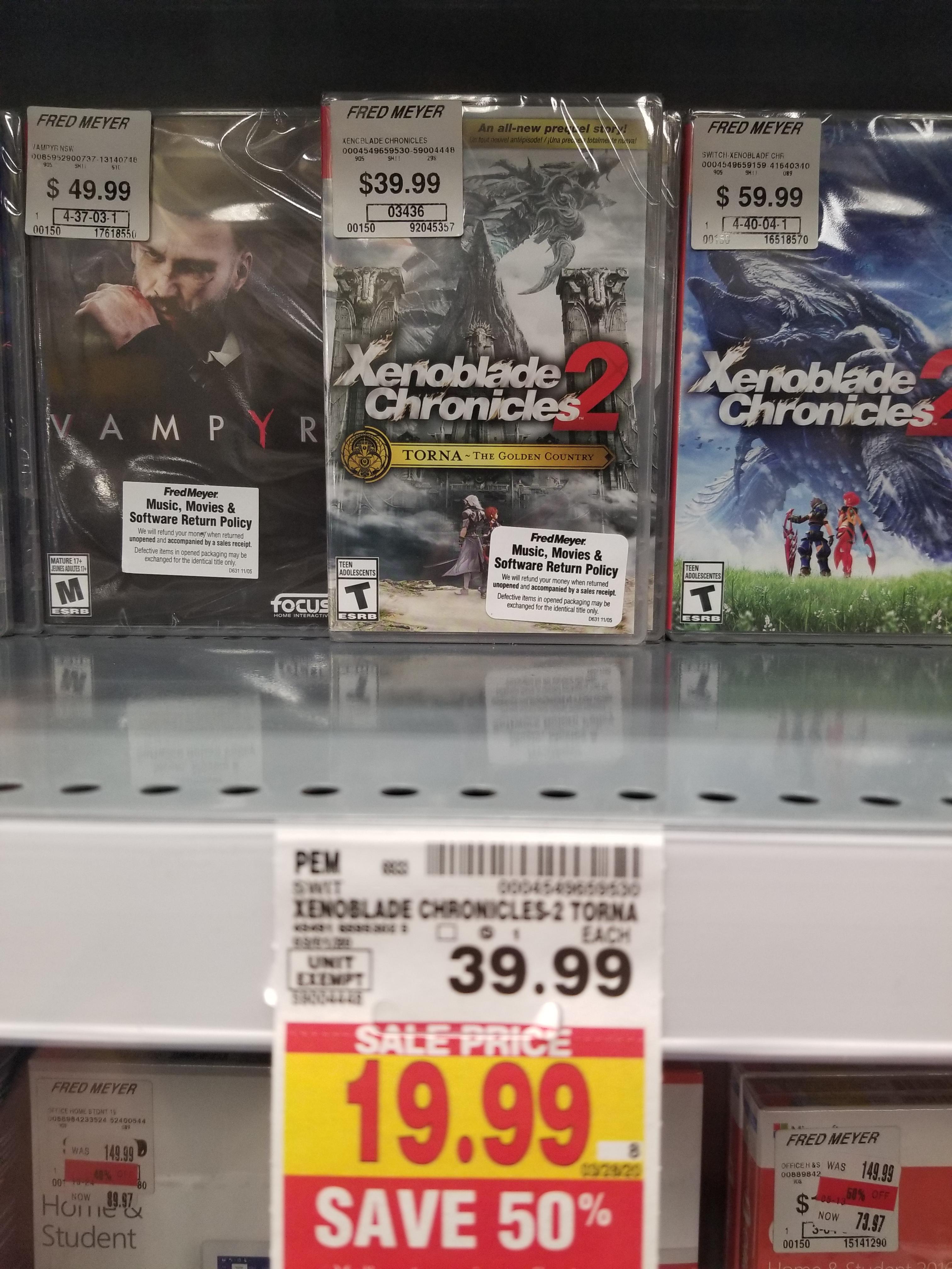 Fred Meyer Sale Torna 19.99 r/Xenoblade_Chronicles