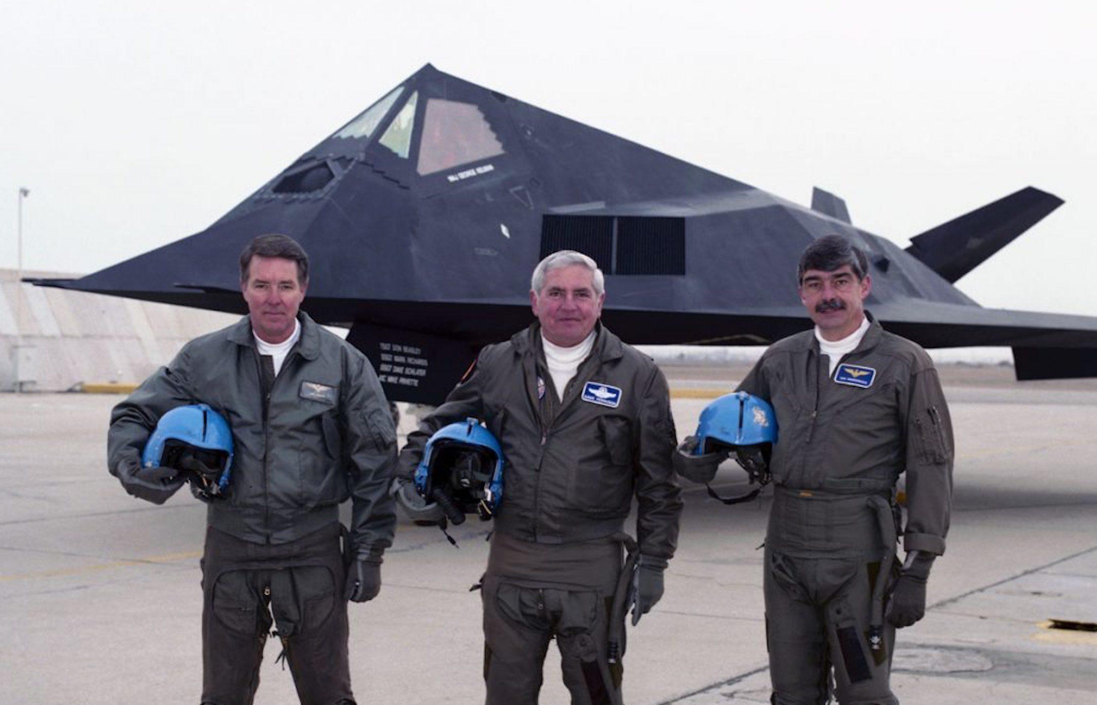 Three Lockheed F117 Nighthawk Test Pilots. Hal Farley (F117's First Flight Chief Test Pilot