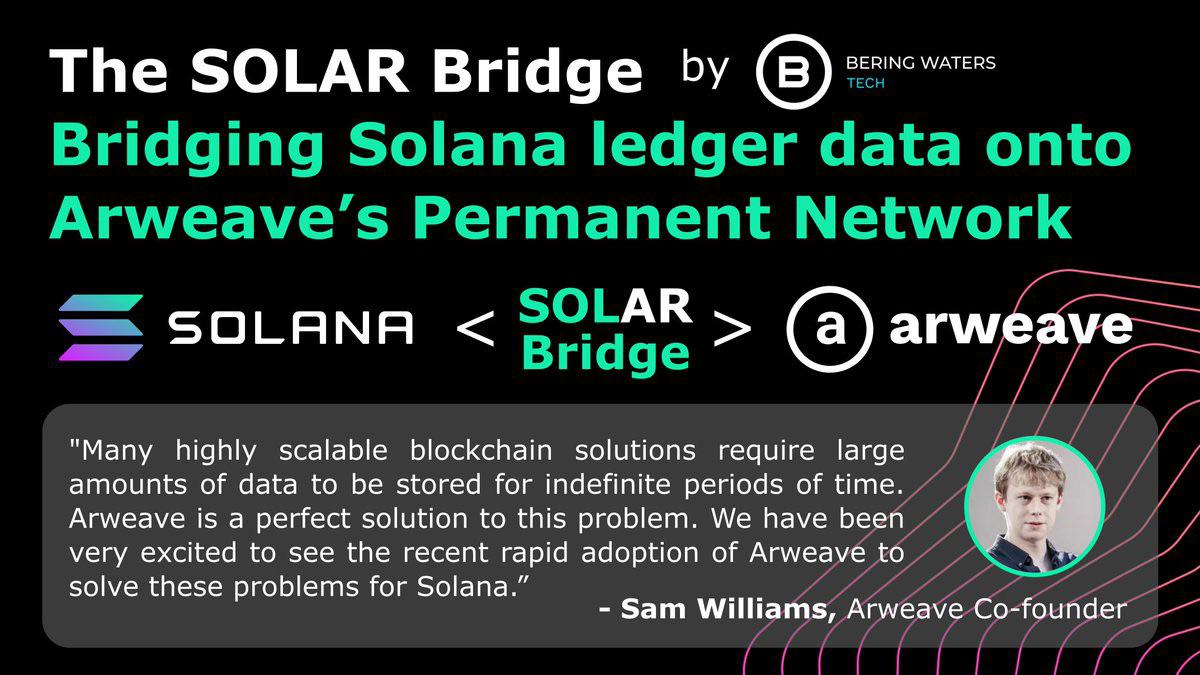 The 'SOLAR Bridge' connecting Solana and Arweave is now live r/solana