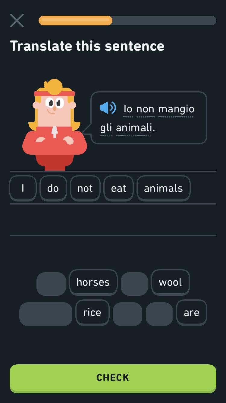 Duolingo enabling me to say I’m vegan in Italian. How do you say it in