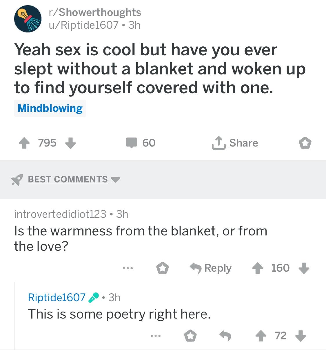 Wholesomeness on r/showerthoughts r/wholesomememes