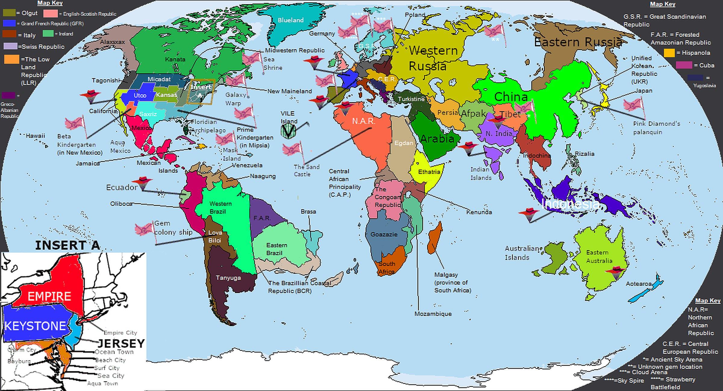 An alternate Earth for the Crystal Gems and their Friends present day r/imaginarymaps