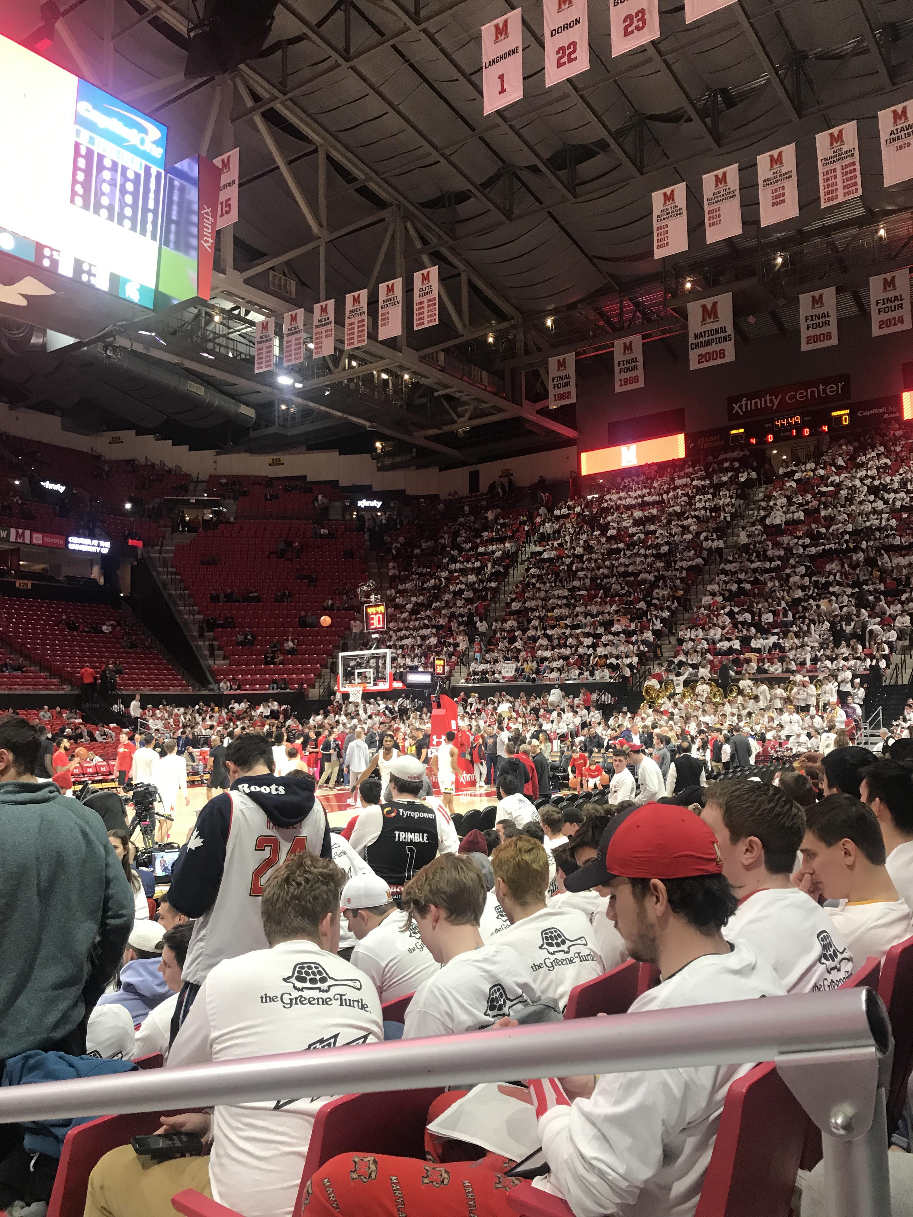 Checking in from the Xfinity Center 45 minutes before tipoff r