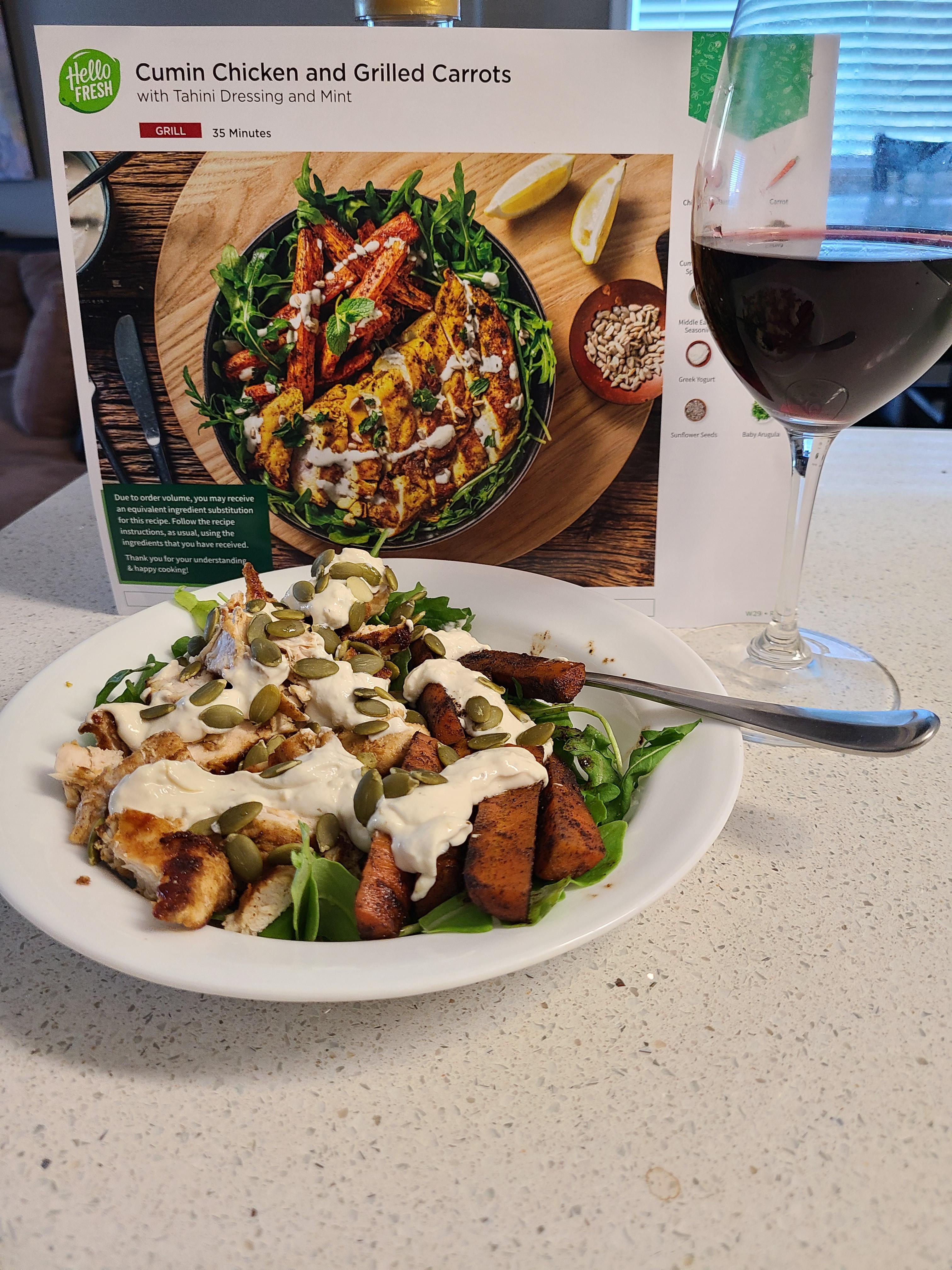 Cumin Chicken and Grilled Carrots r/hellofresh