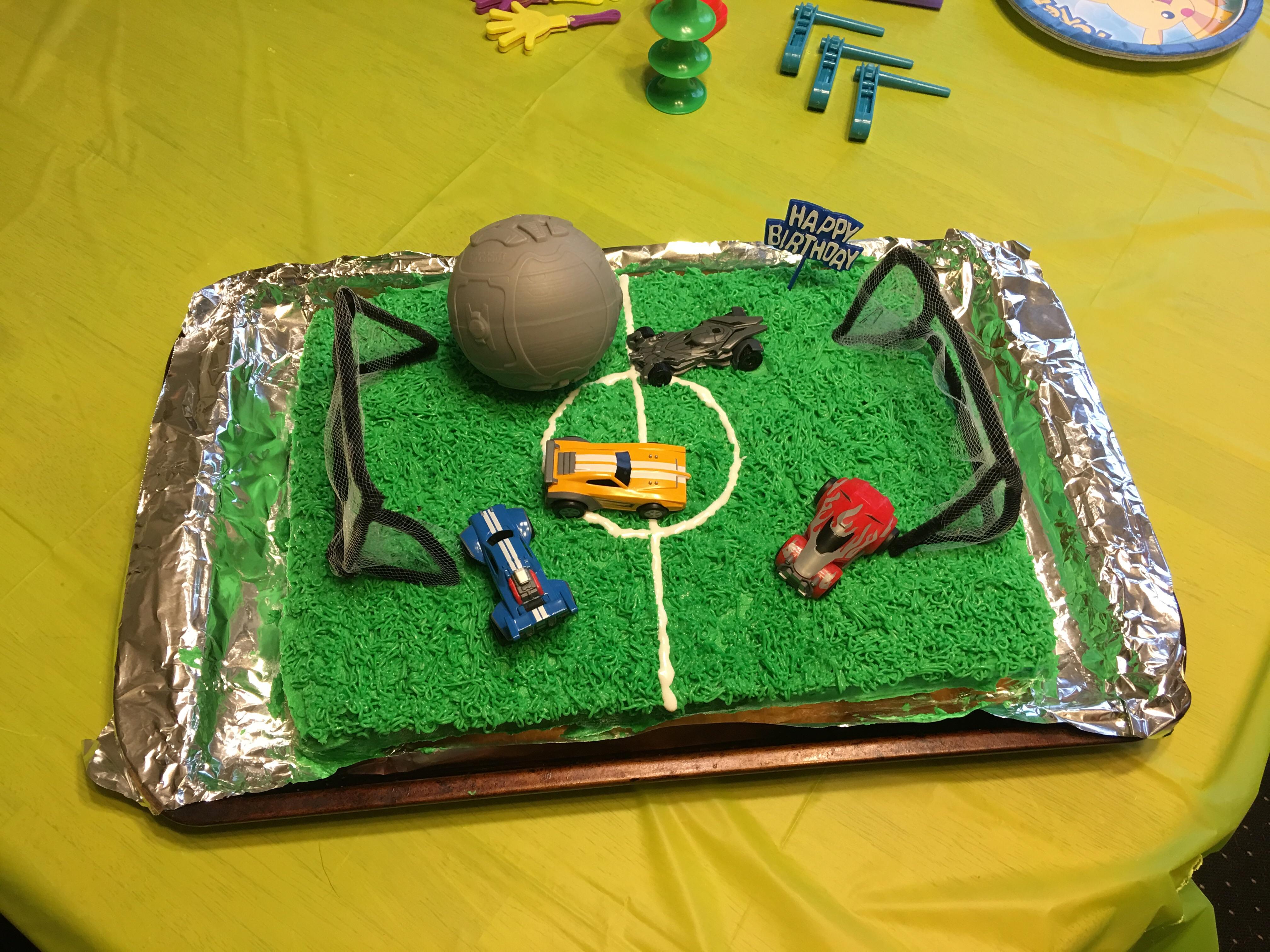 My moms Rocket League cake she made for my birthday! RocketLeague