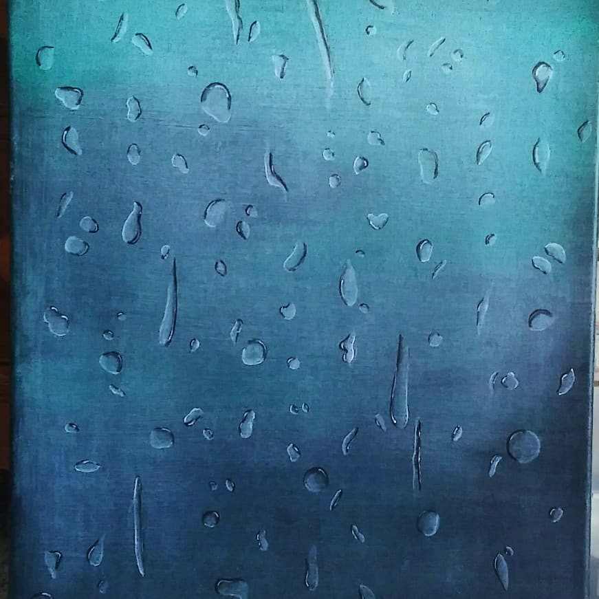 Raindrop practice with acrylics on canvas. Advice MUCH appreciated! r/painting
