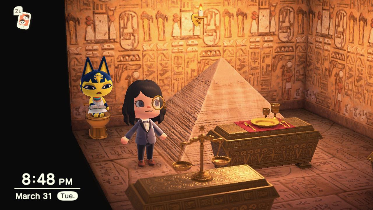 Ankha enjoys reading on her golden toilet r/AnimalCrossing