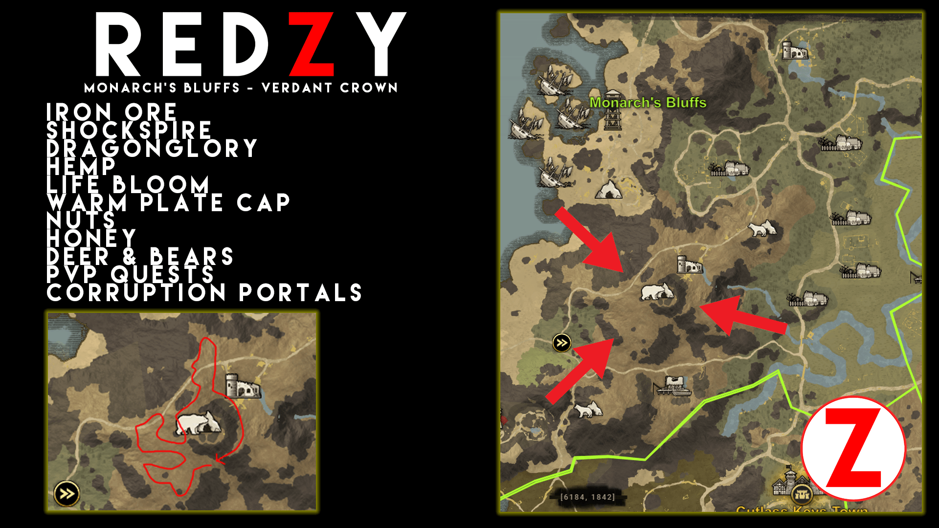 Monarch's Bluffs Farm Spot Iron Ore, Shockspire, LOADS of Herbs, Deer