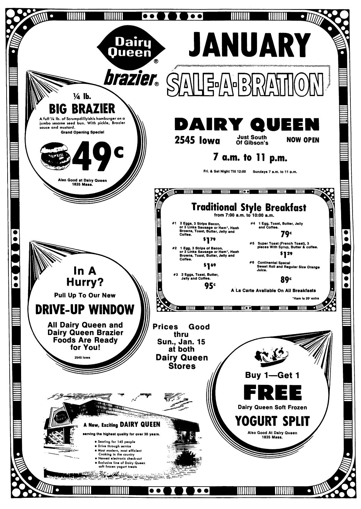 Dairy Queen January 1978 Lawrence KS r/VintageMenus