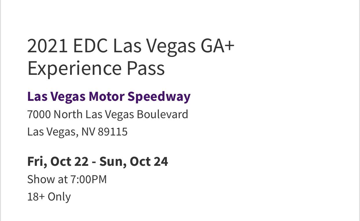 SELLING 1 GA+ edc vegas ticket r/EDCTickets