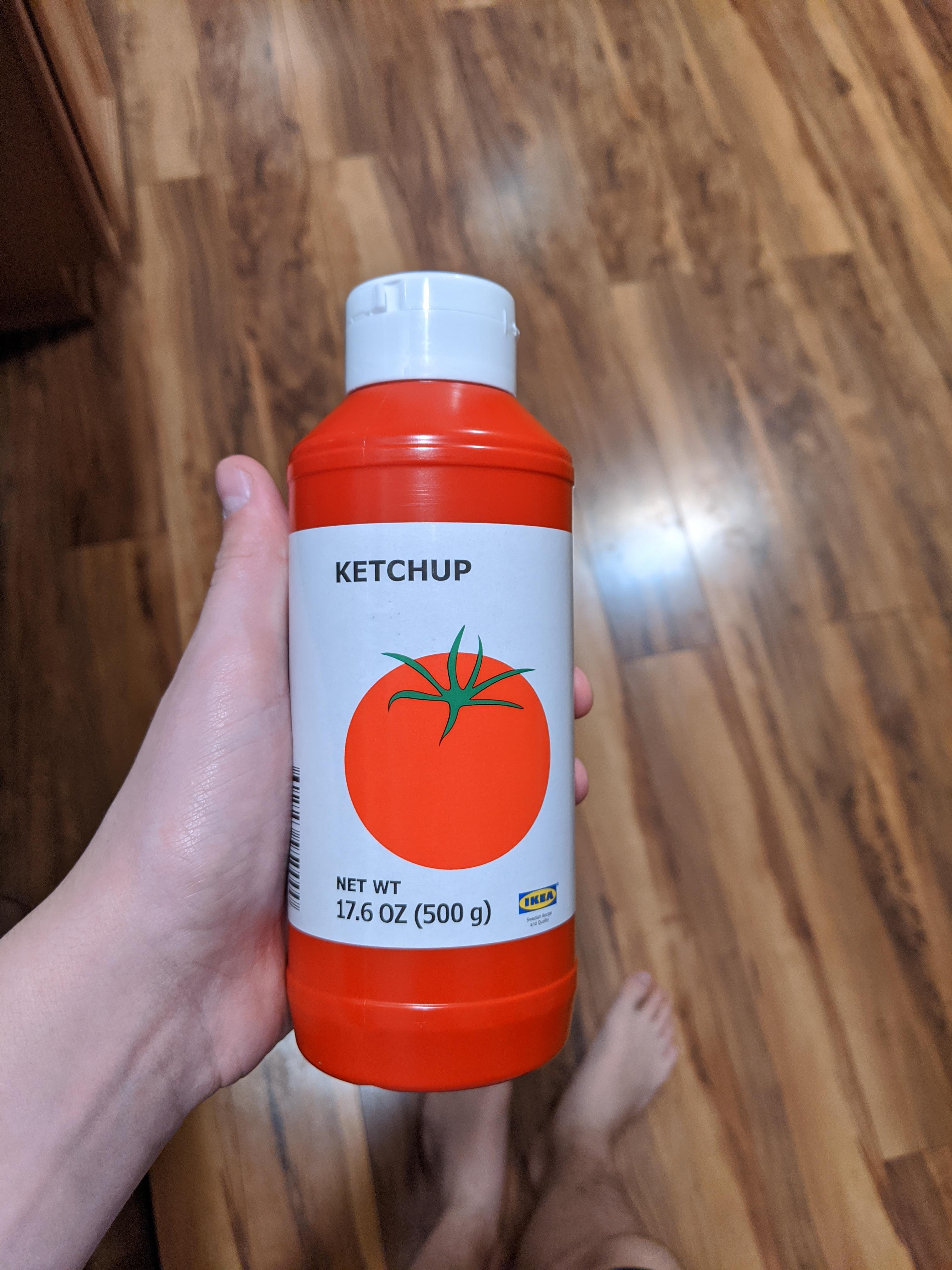 This ketchup from ikea looks like in comes in a paint bottle. r