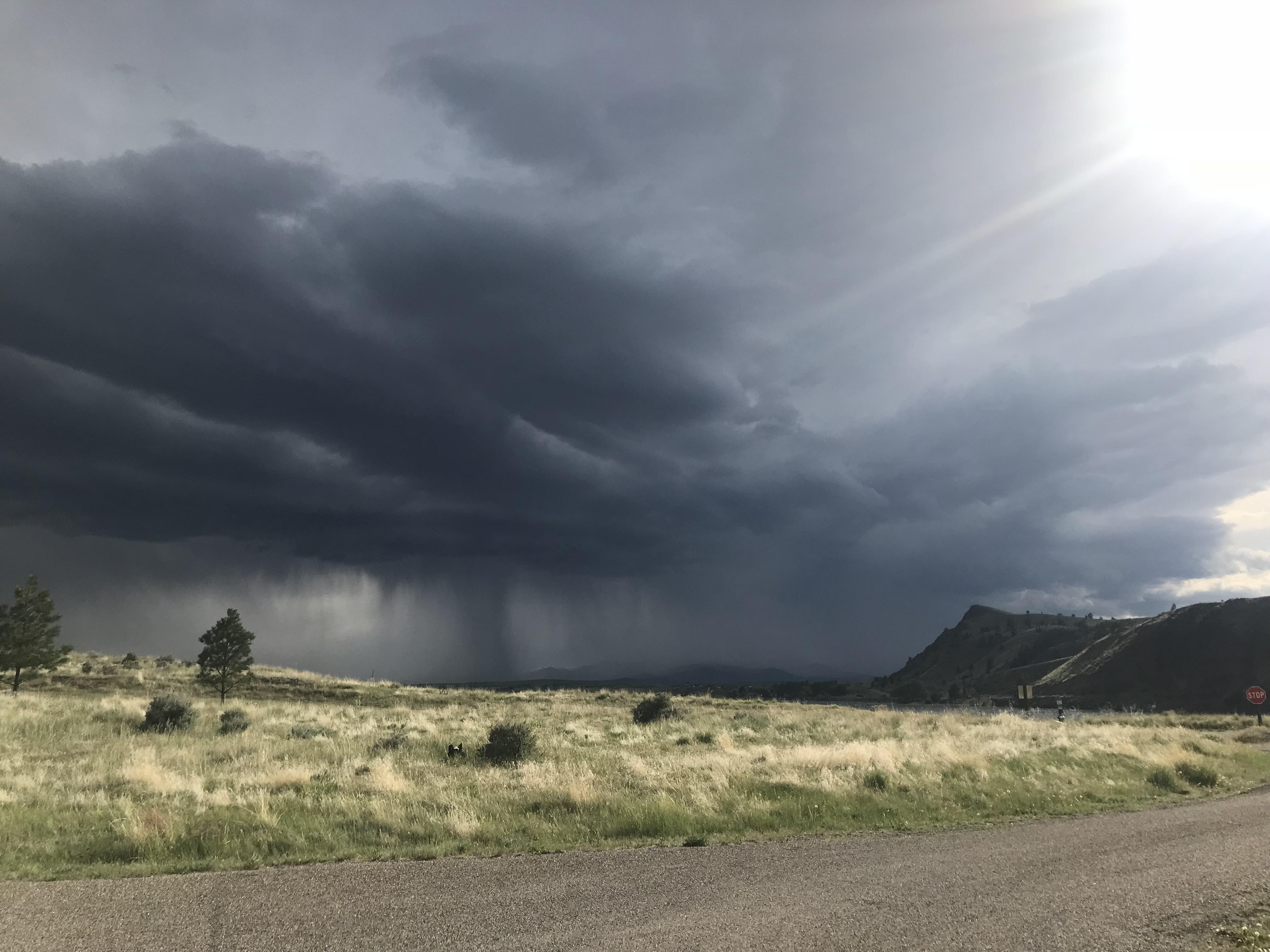 Storm rolling towards Devils Elbow, Hauser lake last night r/Montana