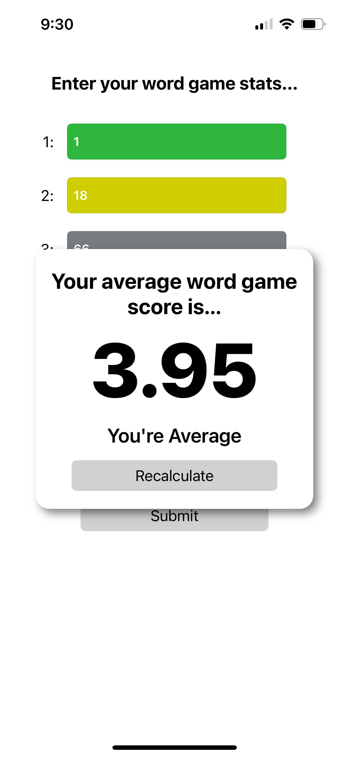 Average Score r/wordle