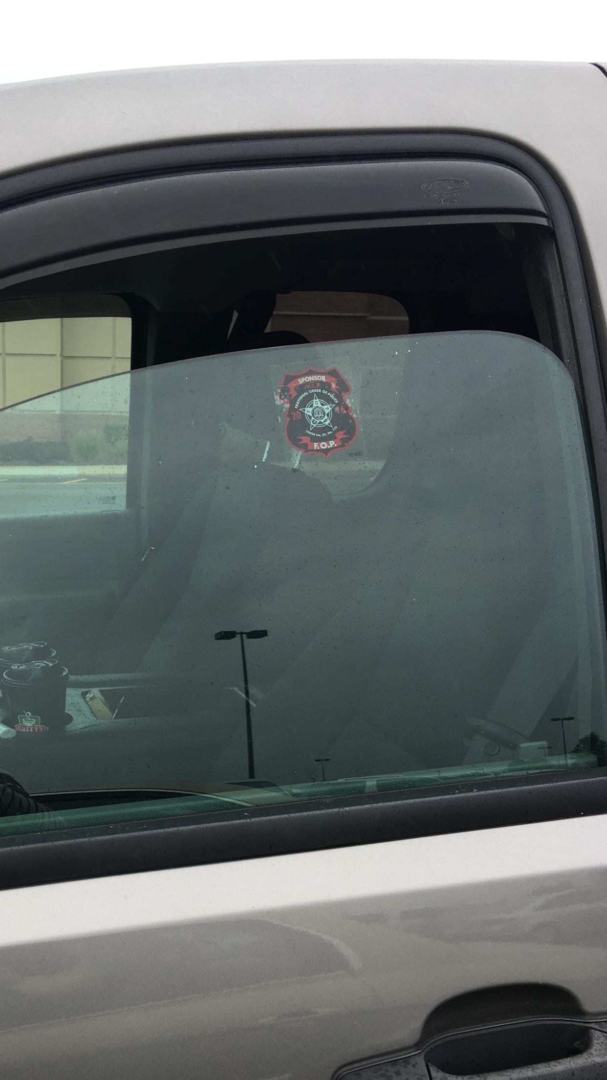 The placement of this FOP sticker. r/funny