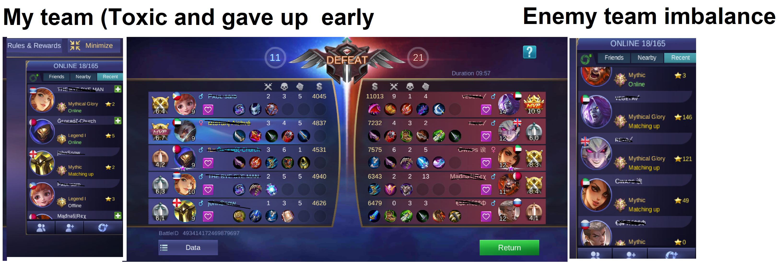 ML Matchmaking system is unbalance and cannot be fixed. this is 3rd time this day. Game Punished