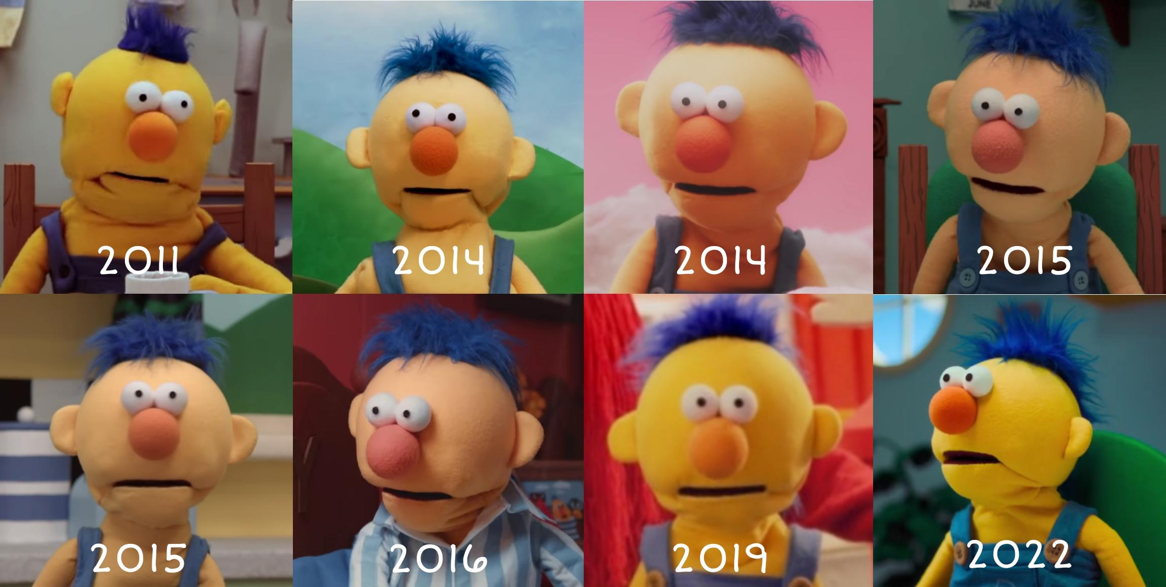 All the looks Yellow Guy has had over the years r/DHMIS